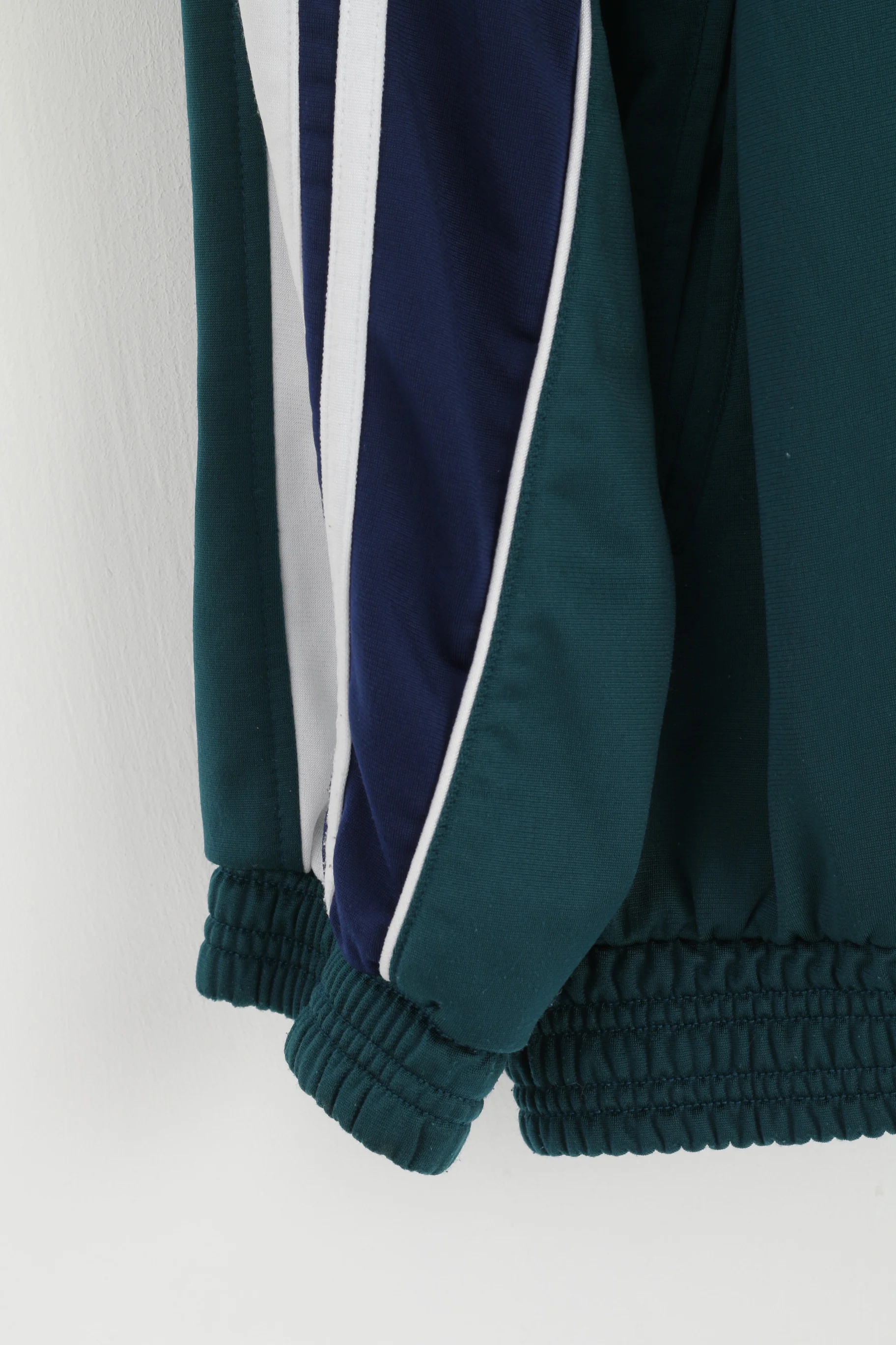 ISE Men L Sweatshirt Vintage Shiny Green Full Zipper Oldschool Track Top - Image 3