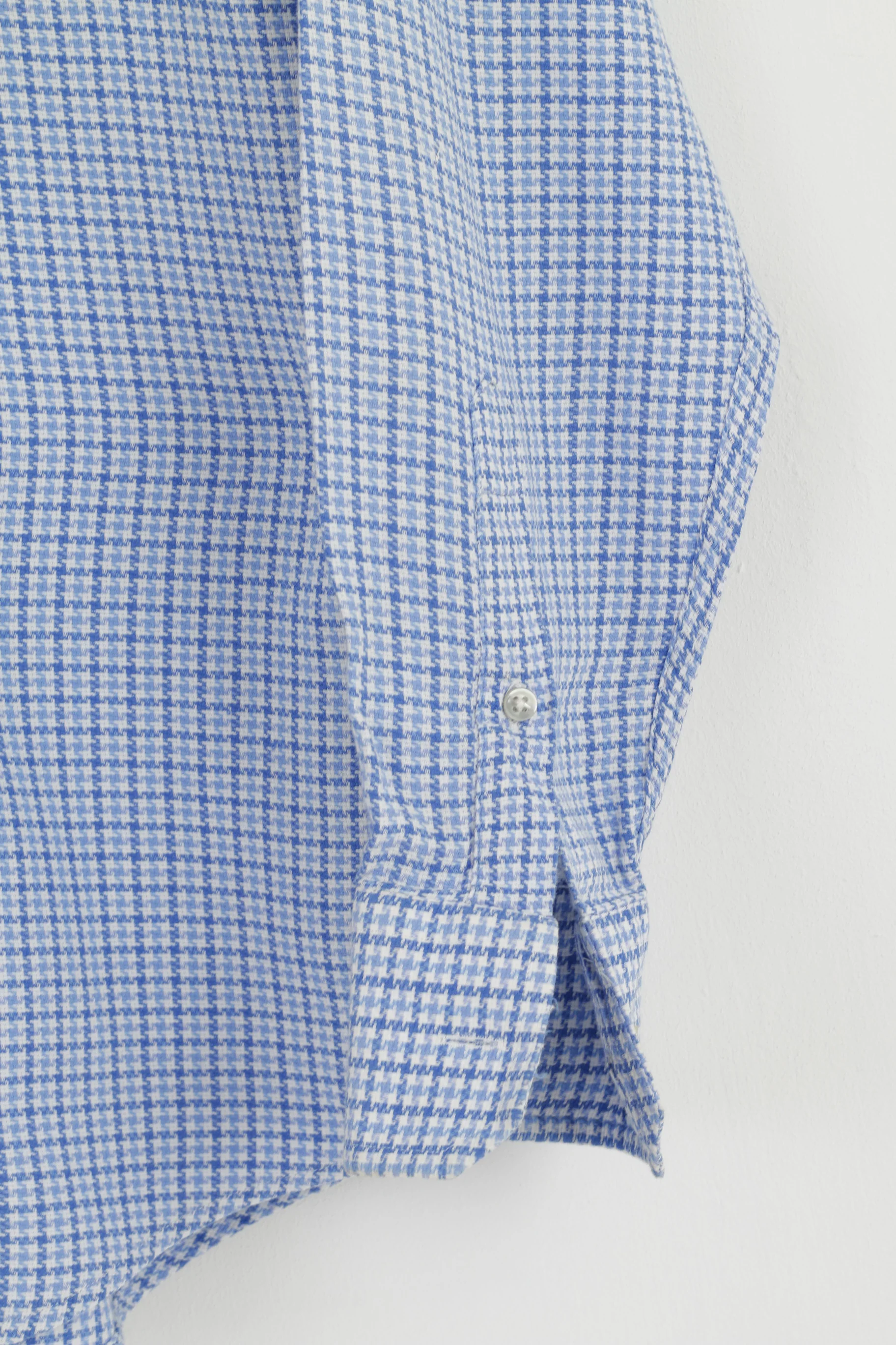 Jaeger Men 15.5 39 M Casual Shirt Blue Houndstooth Cotton Long Sleeve Top - Image 3