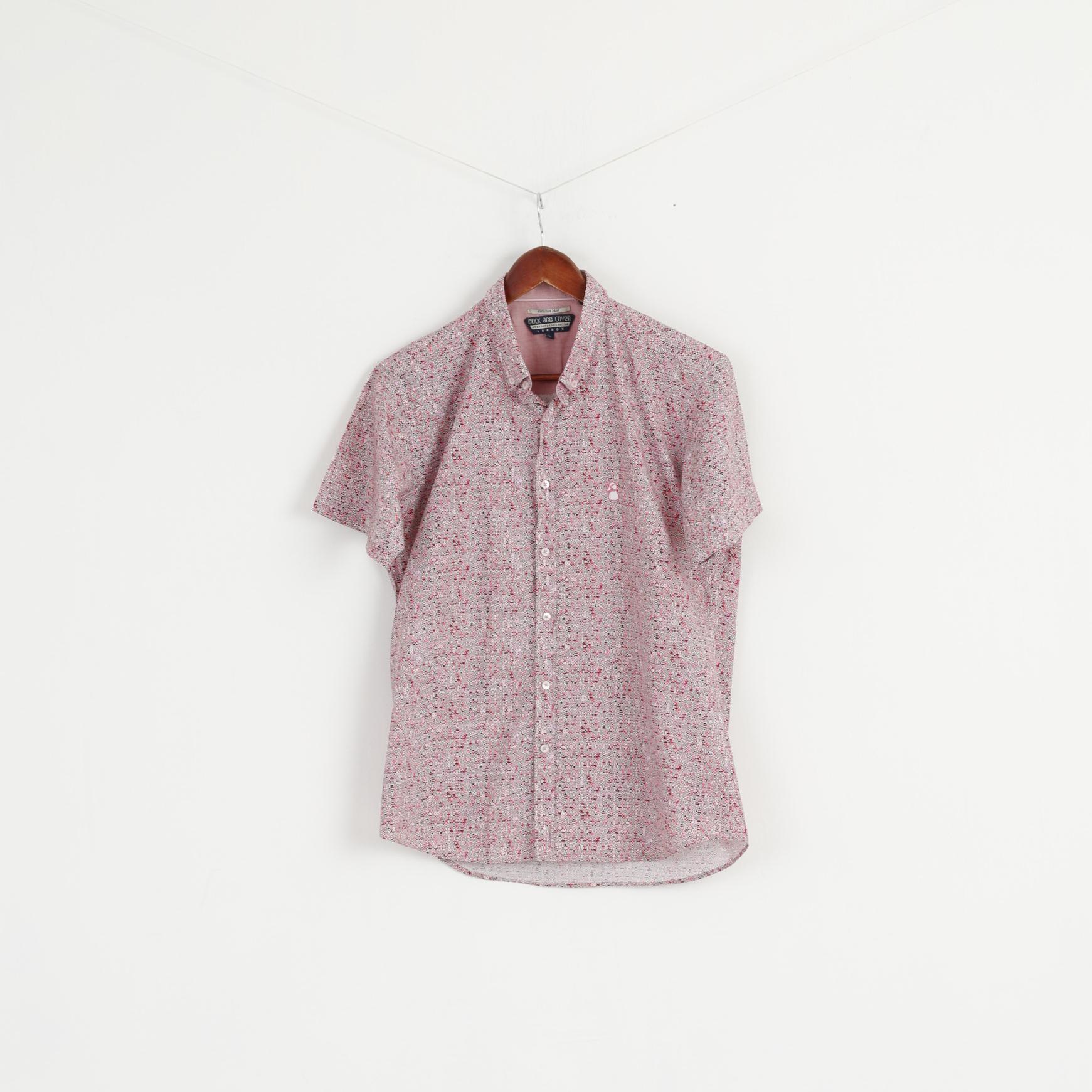 Duck And Cover Men L (M) Casual Shirt Pink Exclusive Print Short Sleeve Top