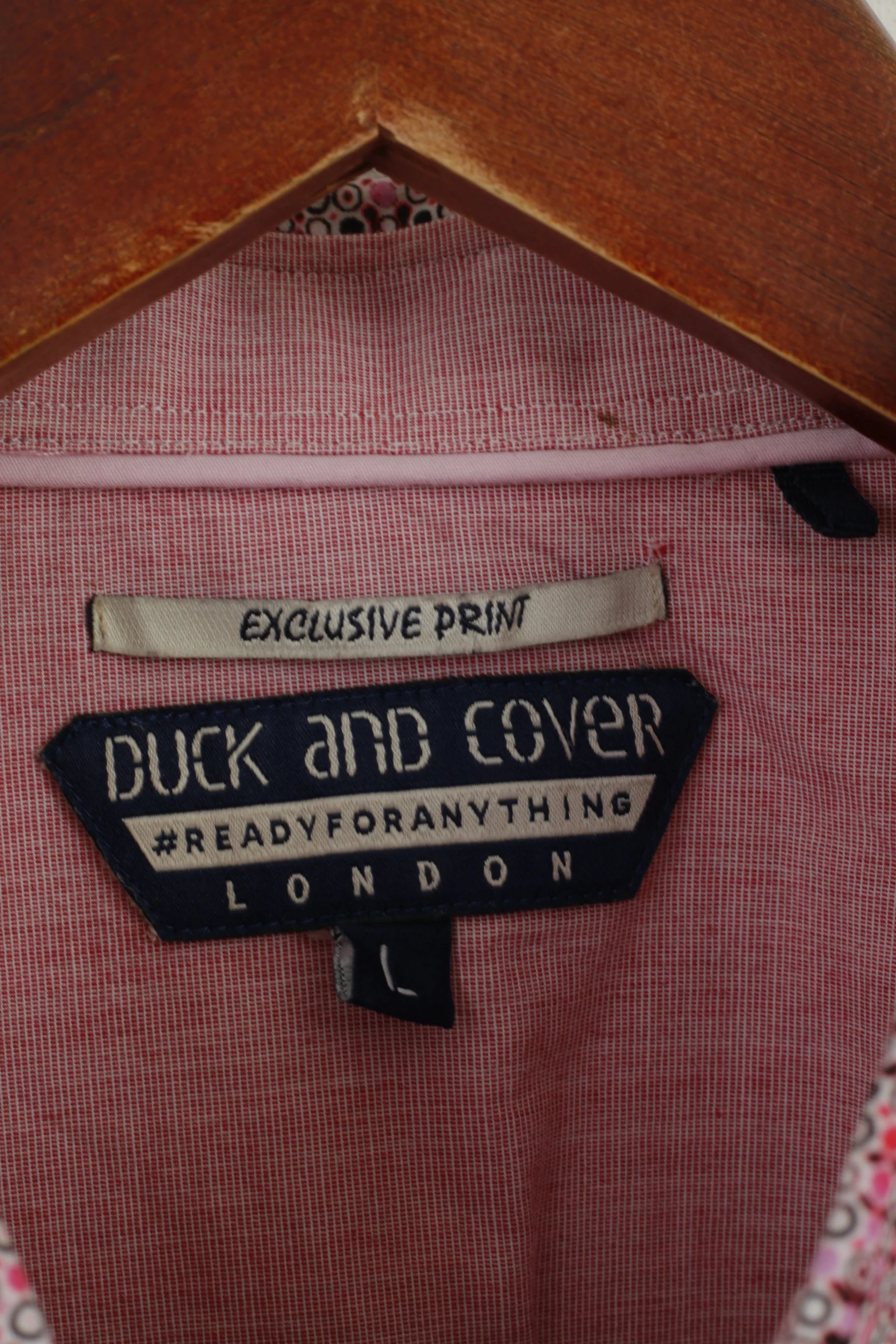 Duck And Cover Men L (M) Casual Shirt Pink Exclusive Print Short Sleeve Top - Image 3