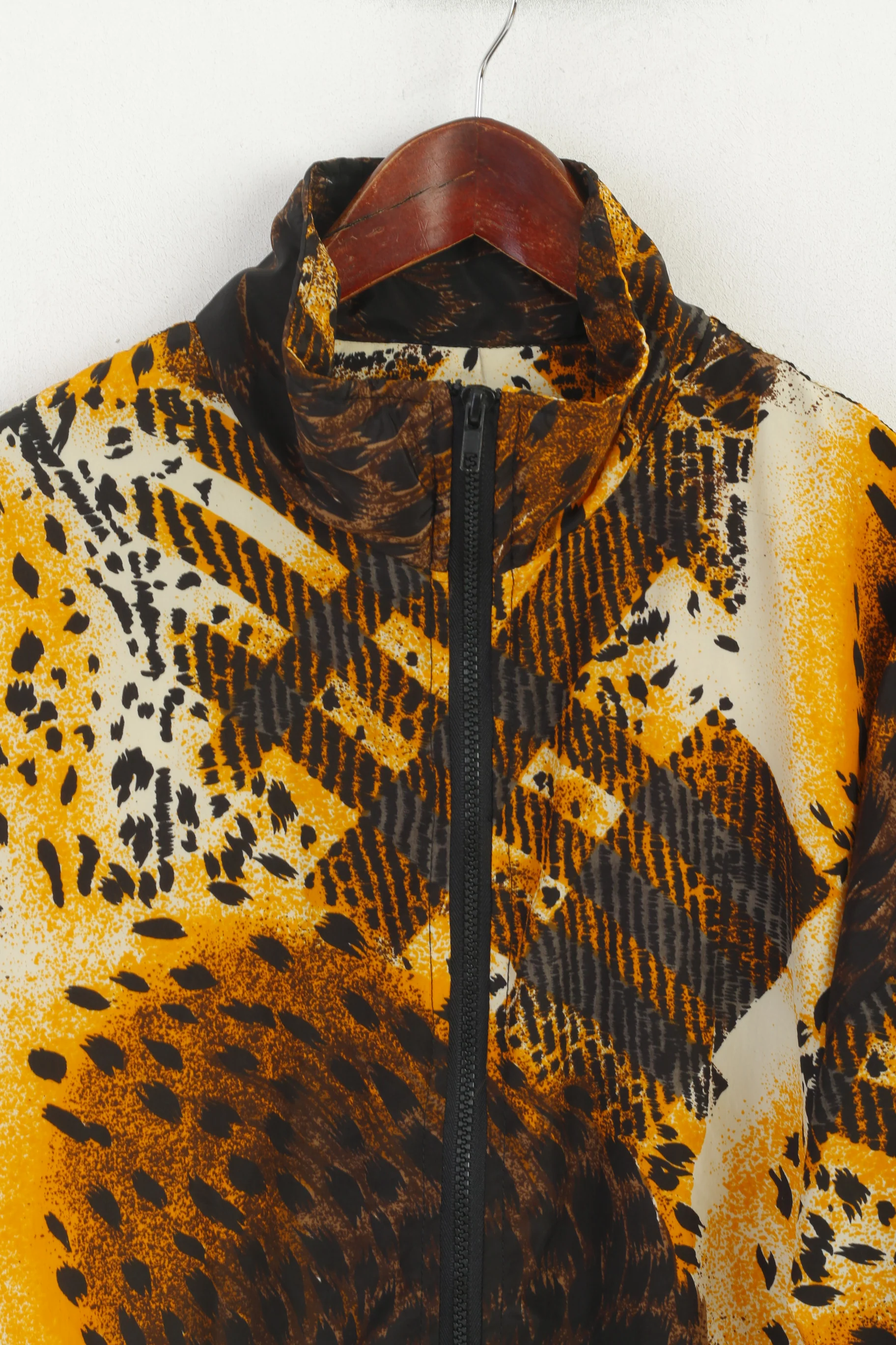 Vintage Women XL Bomber Jacket Brown Animal Print Panther Sport Full Zip Top - Image 2