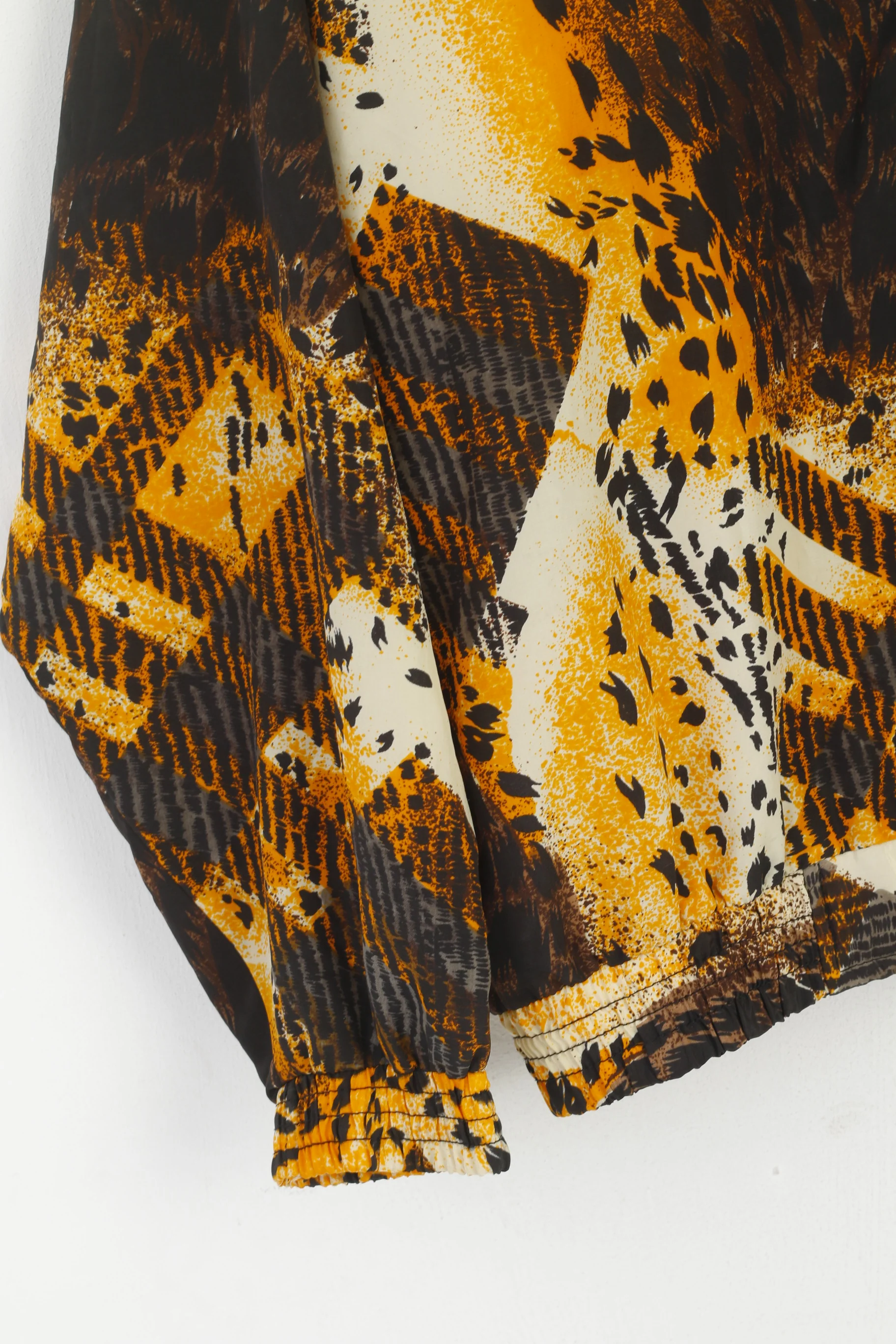 Vintage Women XL Bomber Jacket Brown Animal Print Panther Sport Full Zip Top - Image 3