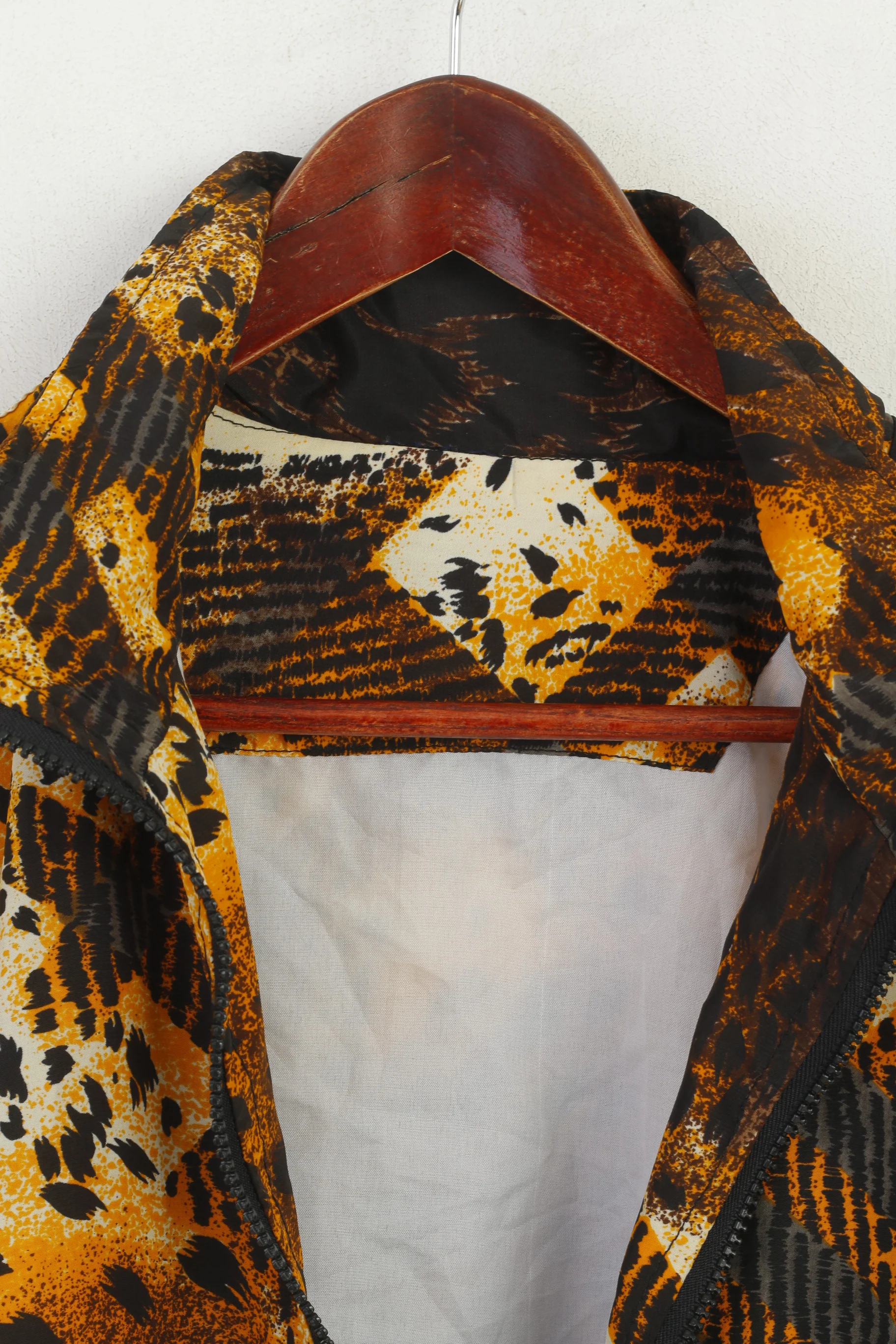 Vintage Women XL Bomber Jacket Brown Animal Print Panther Sport Full Zip Top - Image 4