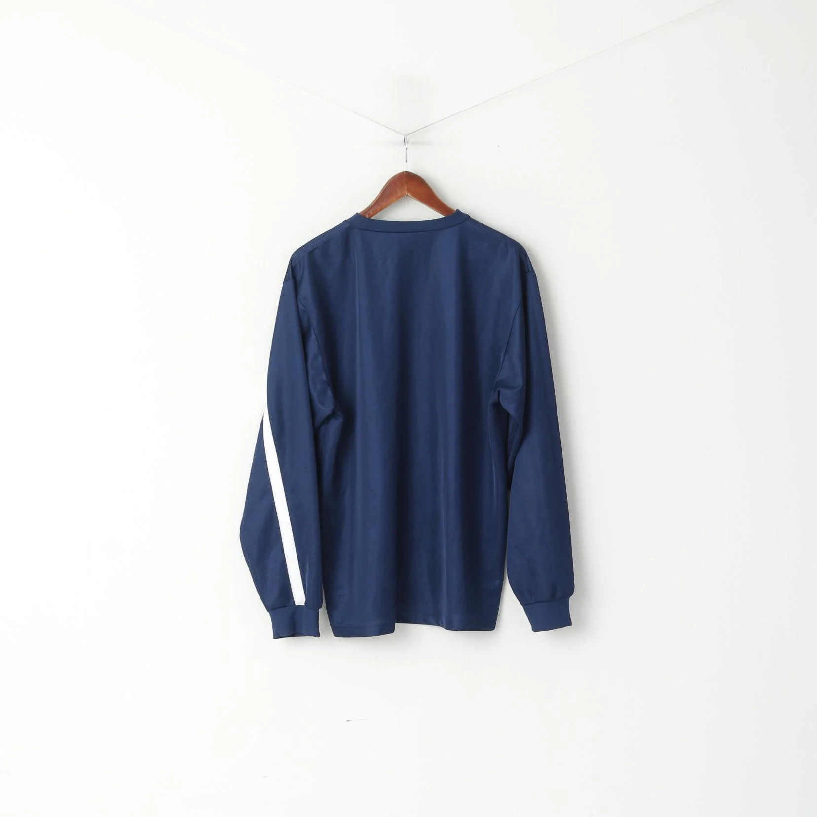 Nike Team Men XL 188 Long Sleeved Shirt Navy SHiny Vintage Football Sport Top - Image 6