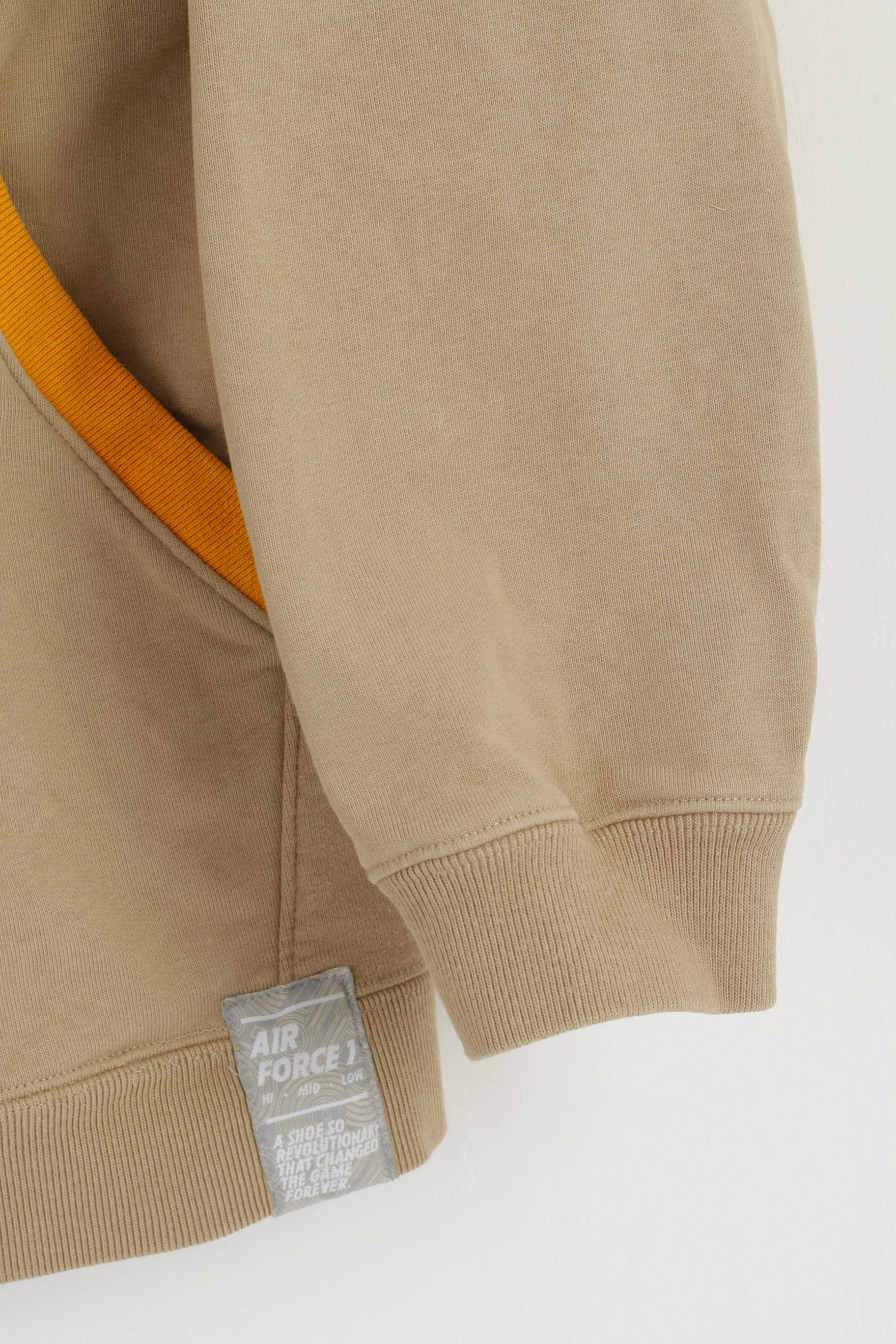 Nike Boys 13/15 Age 158-170 Sweatshirt Beige Cotton Air Force 1 Zip Up Hoodie - Image 3