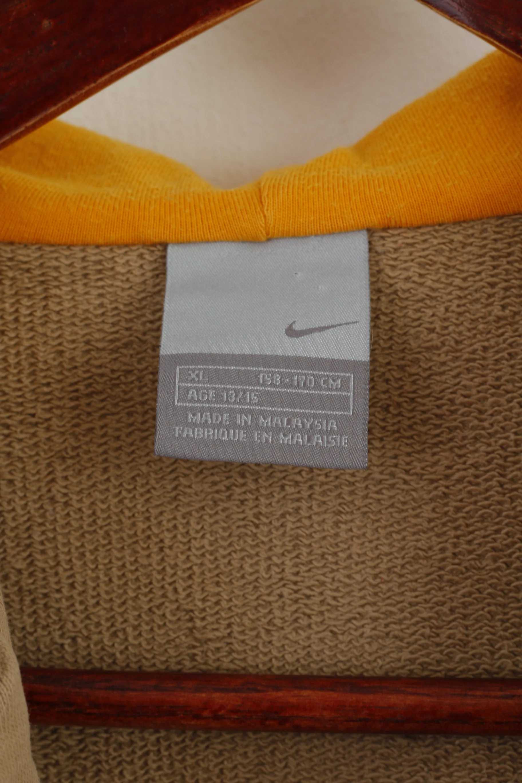 Nike Boys 13/15 Age 158-170 Sweatshirt Beige Cotton Air Force 1 Zip Up Hoodie - Image 4
