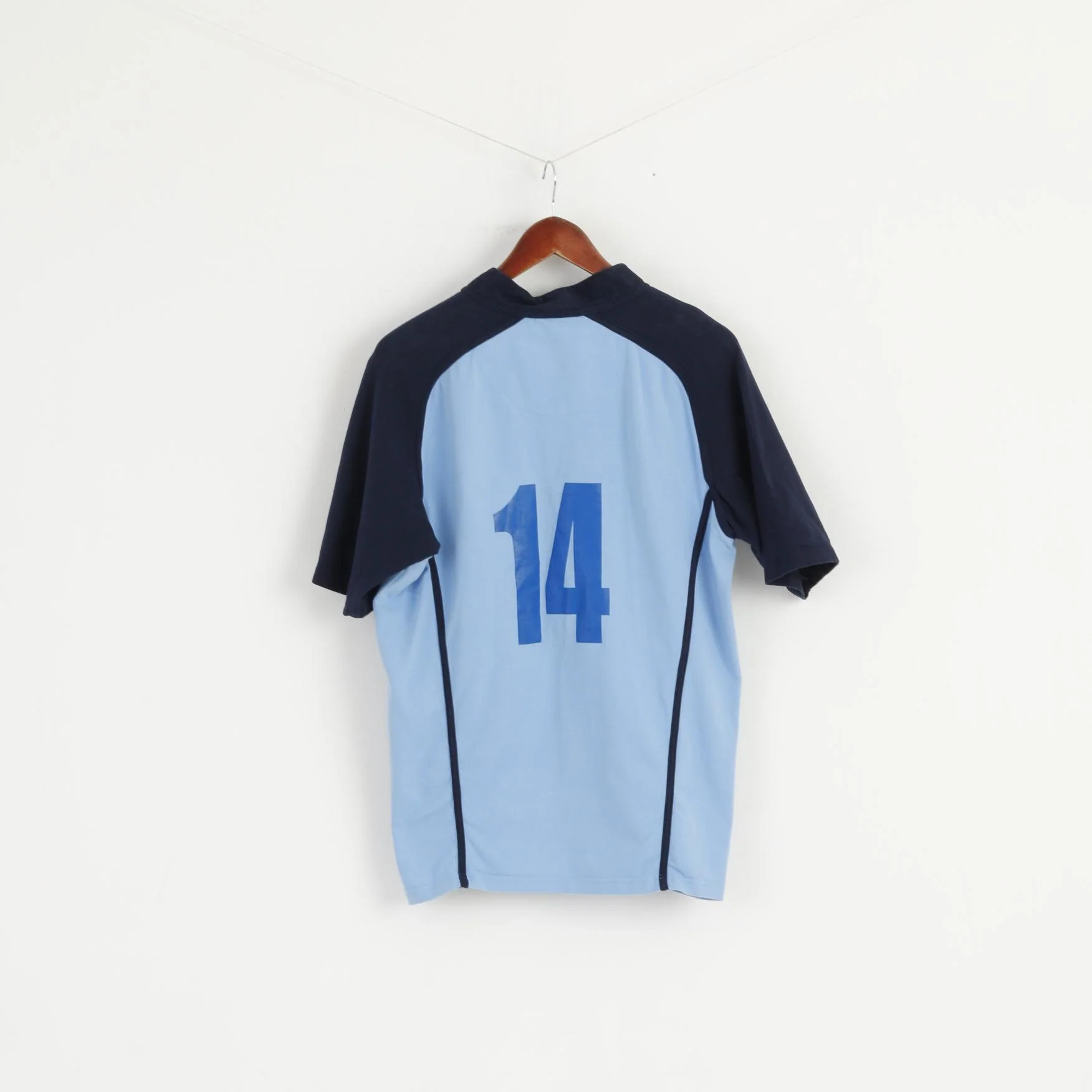 KooGa Men M Shirt Blue Made For Rugby Sharks #14 Cotton Short Sleeve Stretch Top - Image 4