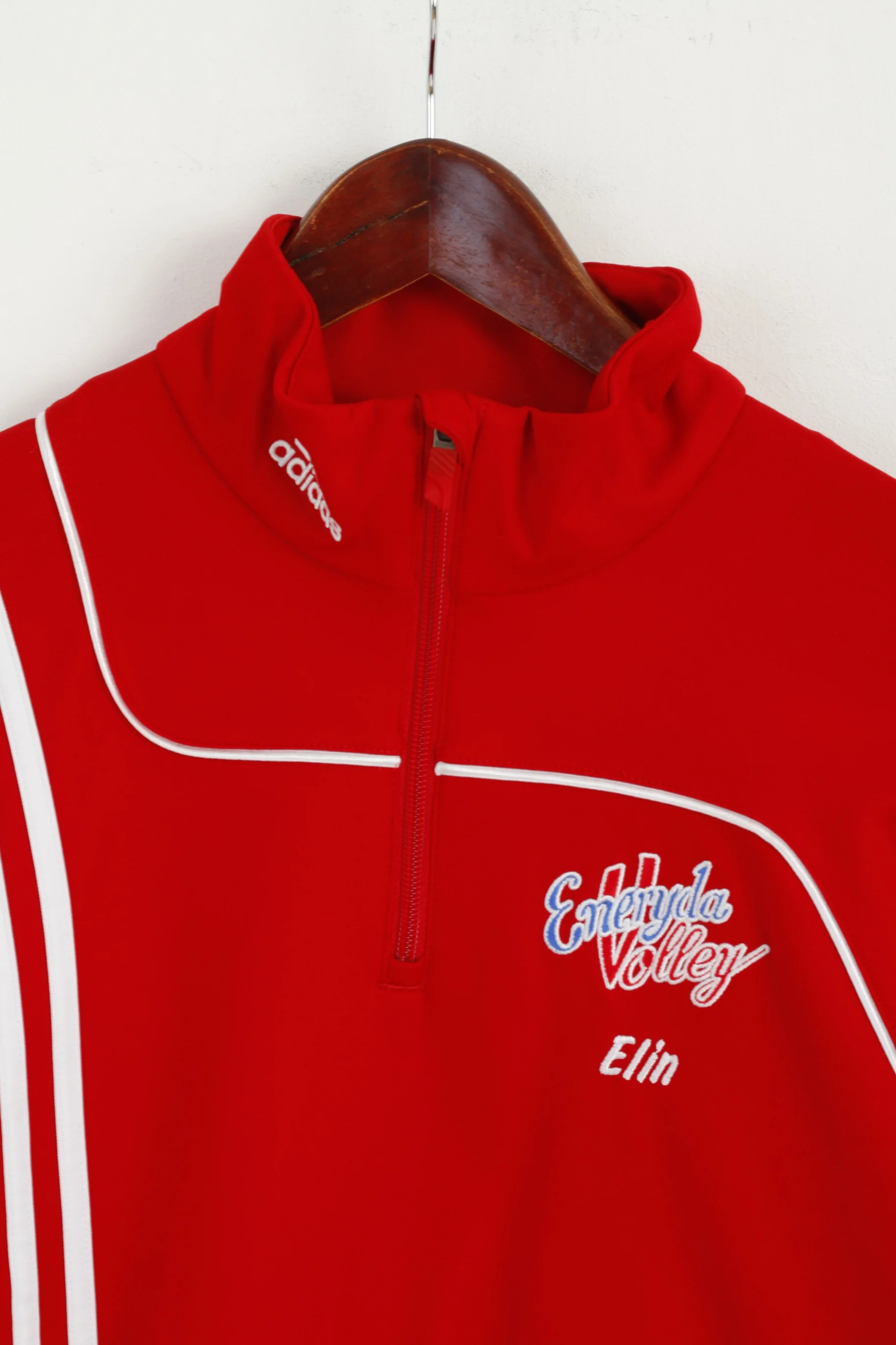 Adidas Women M 168 Sweatshirt Red Eneryda Volley Zip Neck Active Top - Image 2