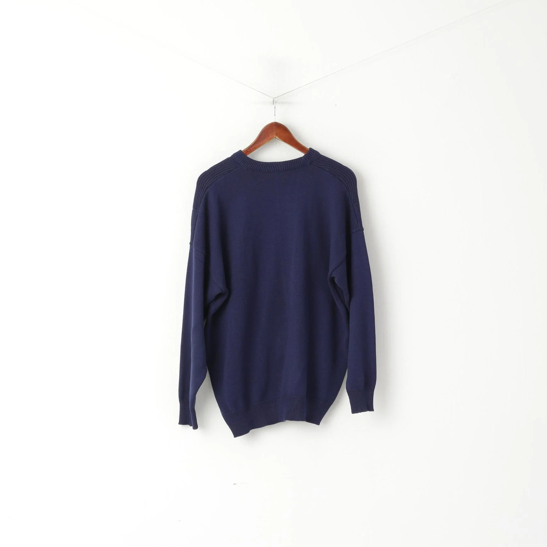 Lacoste Men XXL Jumper Navy Vintage 100% Cotton Crew Neck Classic Sweater - Image 7