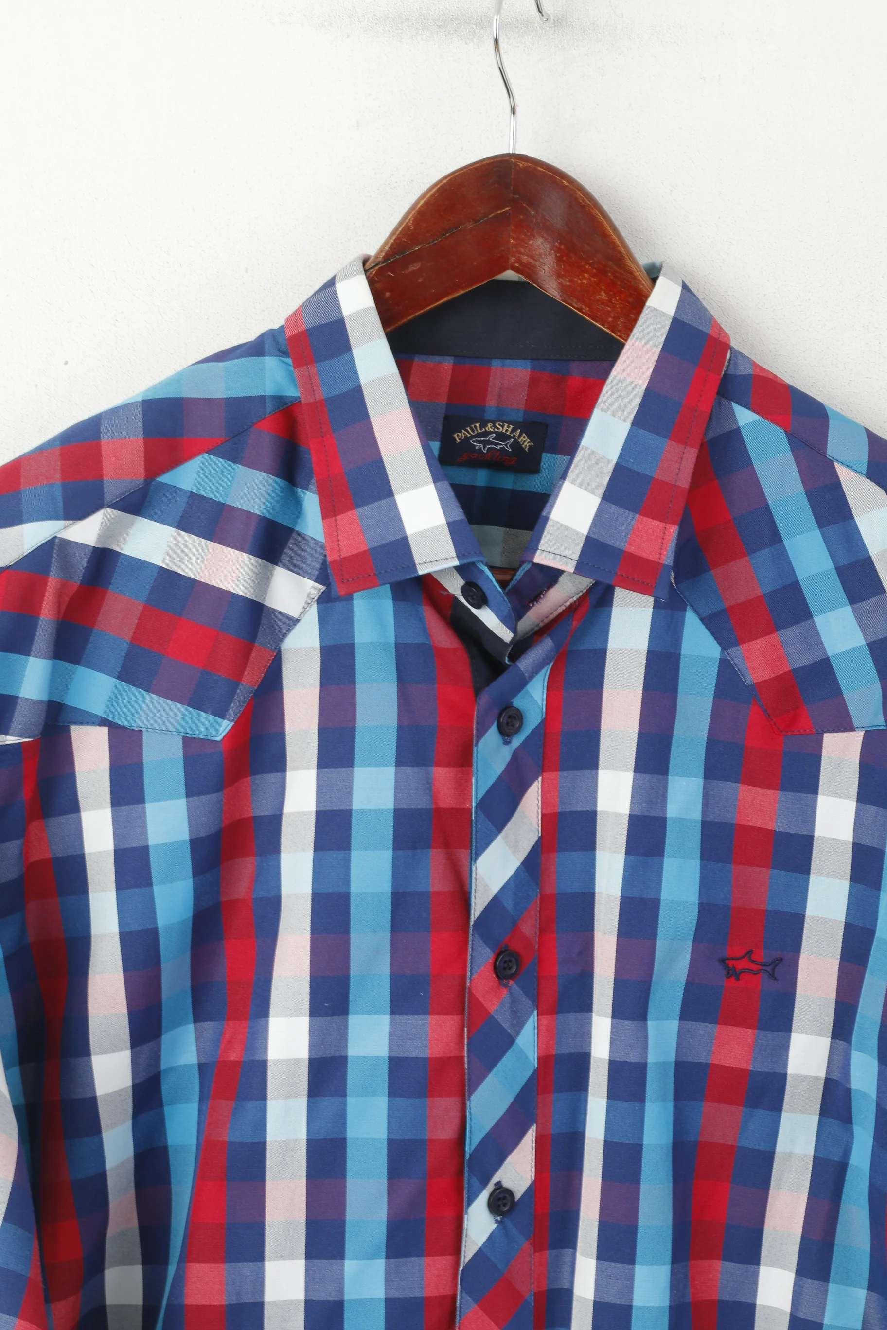 Paul and Shark Yachting Men XXL Casual Shirt Blue Checkered Cotton Long Sleeve Top - Image 2