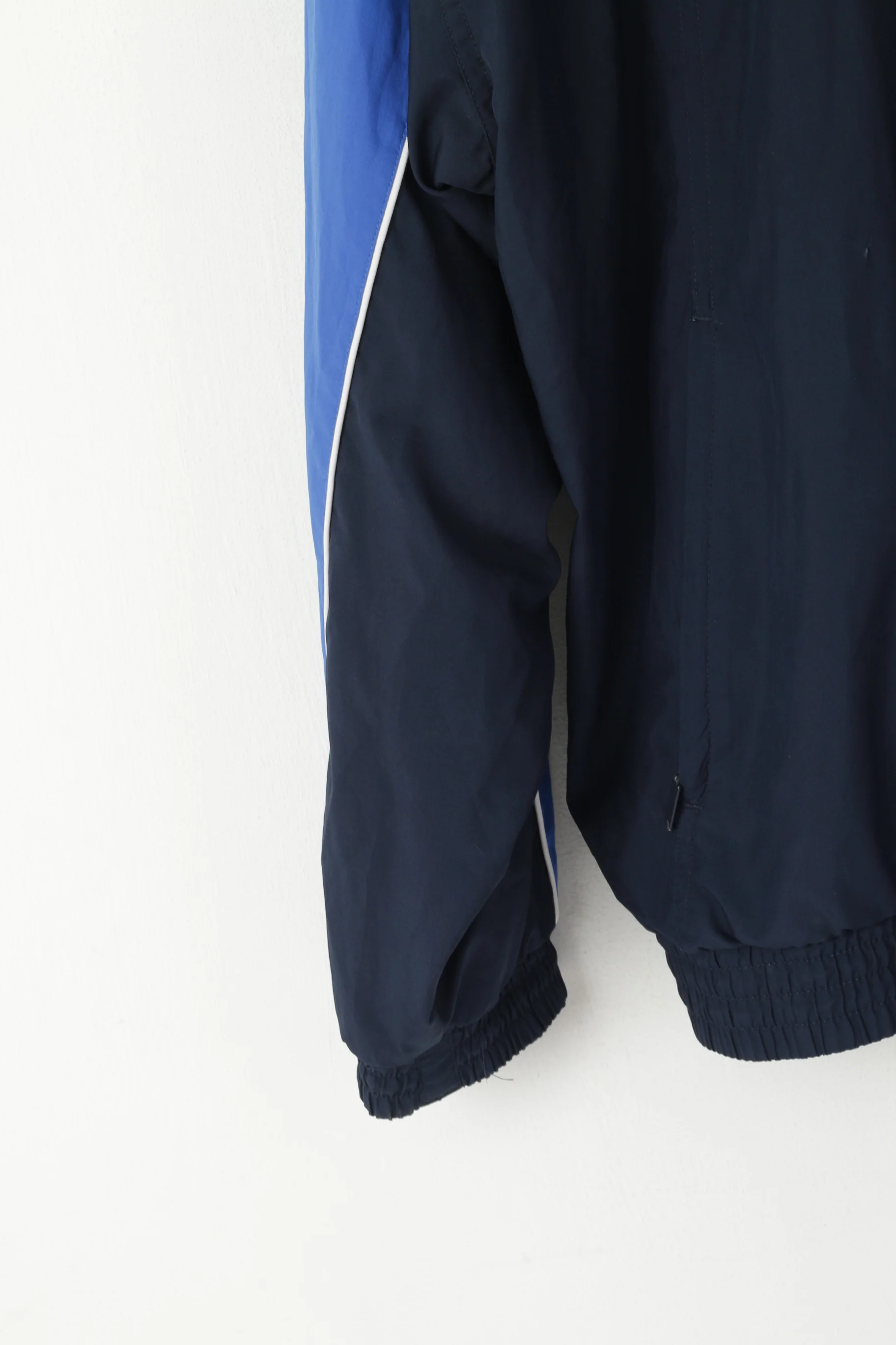 Adidas Men L 186 Jacket Navy Vintage Activewear Full Zip Bomber Sport Top - Image 4