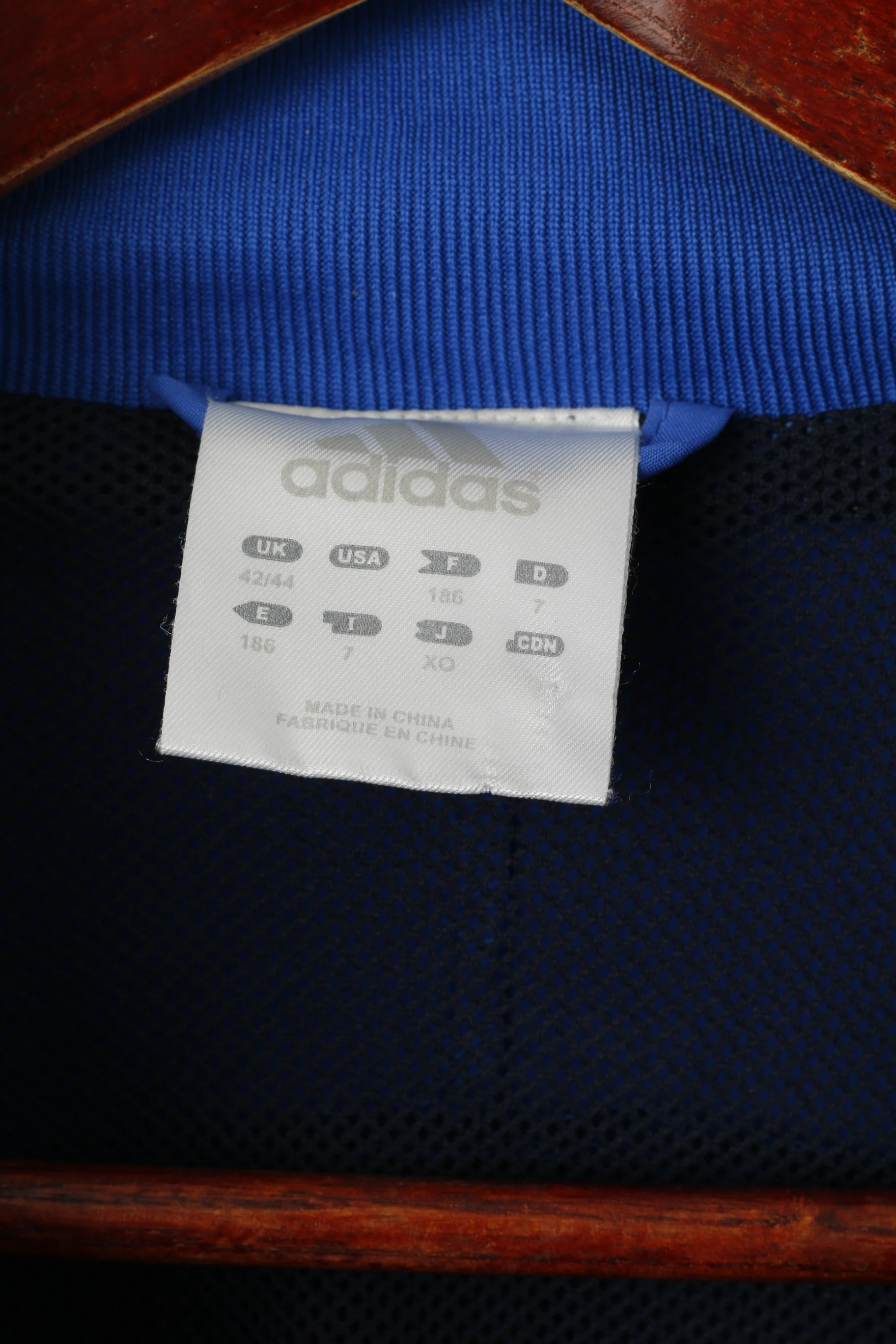 Adidas Men L 186 Jacket Navy Vintage Activewear Full Zip Bomber Sport Top - Image 5
