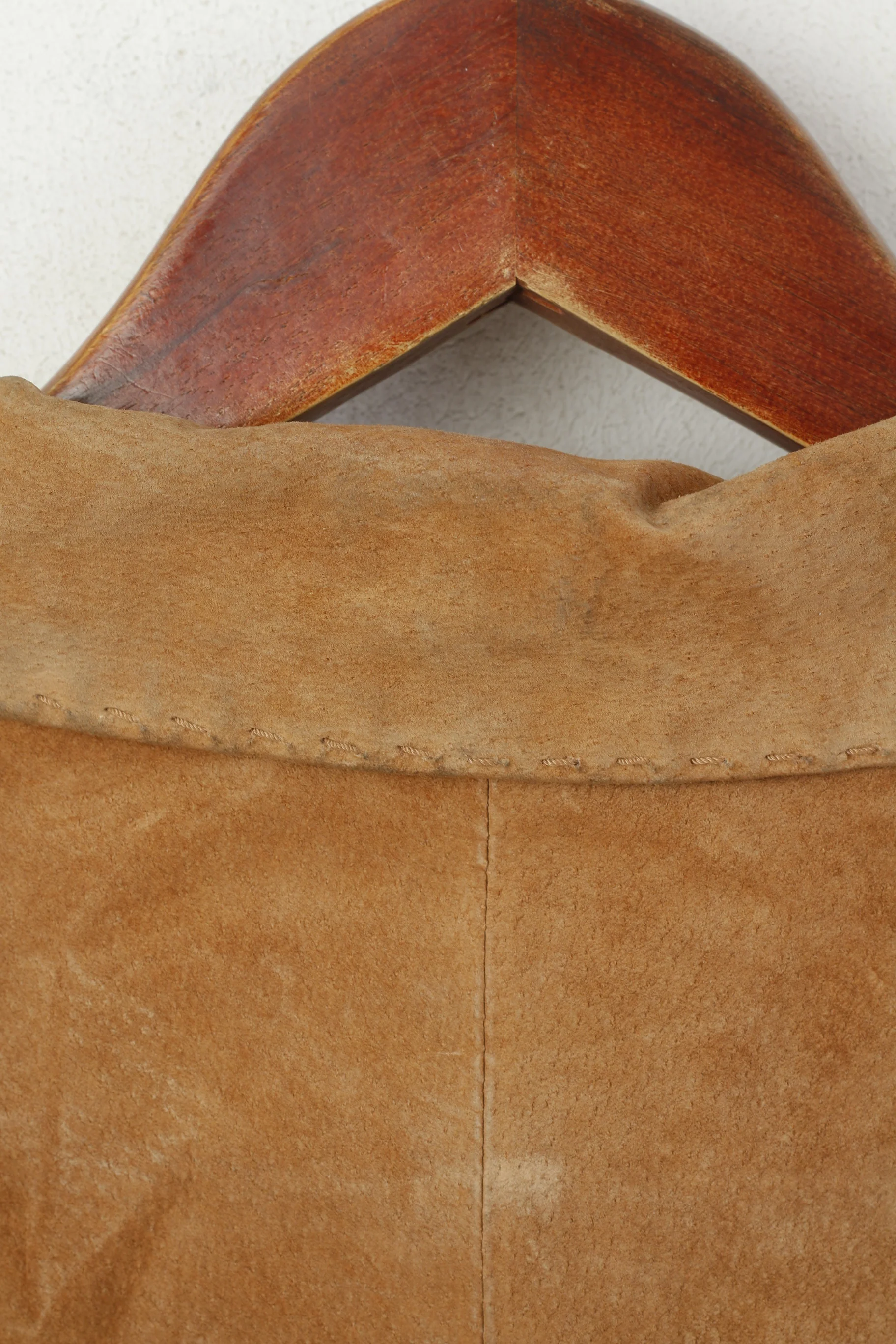 John Lewis Women 16 L Jacket Vintage Camel Suede Single Breasted Leather Coat - Image 6