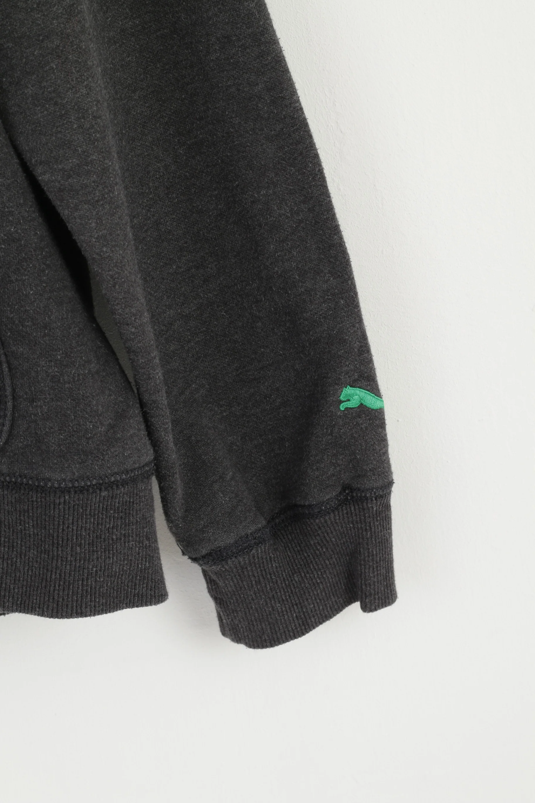 Puma Men L (M) Sweatshirt Dark Grey Hooded Cotton Sportswear Big Logo Top - Image 3