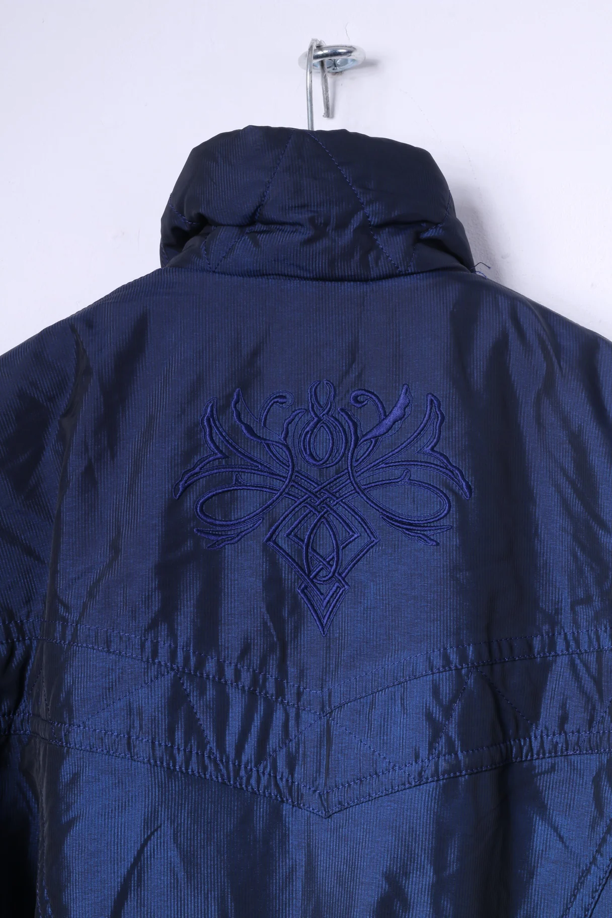 Descente Womens 10 40 M Ski Jacket Retro Navy Shiny Nylon Winter Snowboarding - Image 9