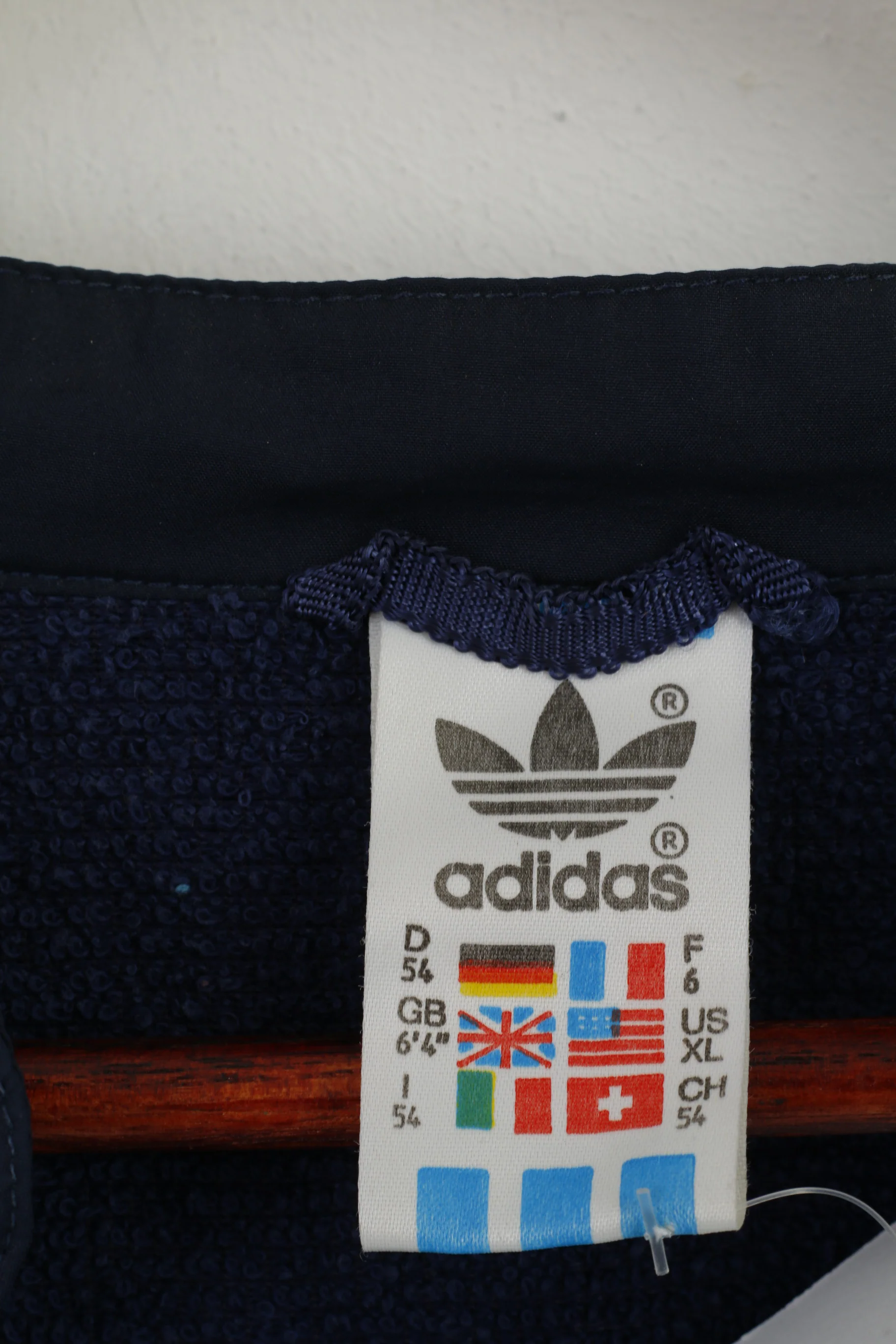 Adidas Men 54 XL Jacket Pullover Blue Zip Neck Bomber Activewear Retro Top - Image 4