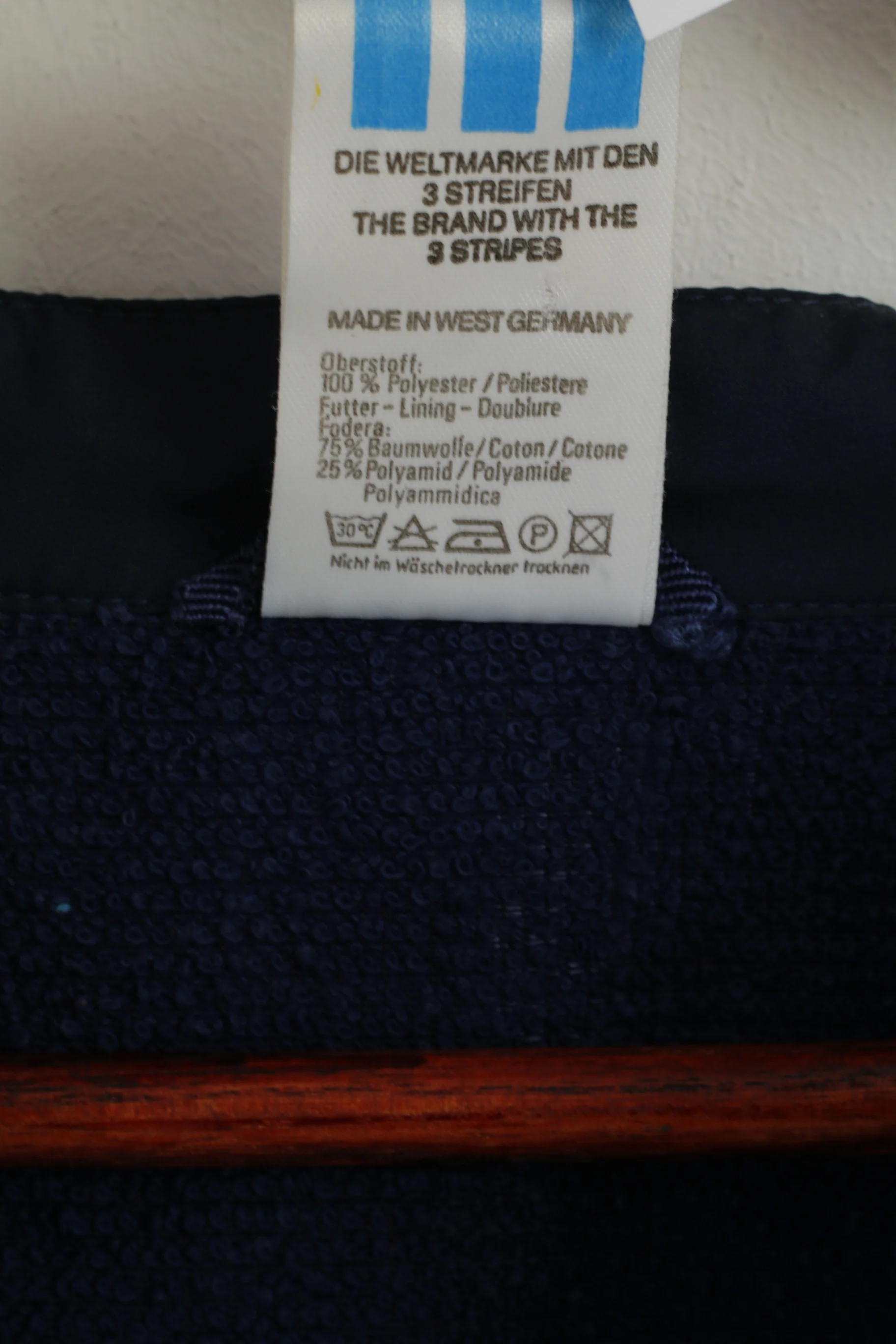 Adidas Men 54 XL Jacket Pullover Blue Zip Neck Bomber Activewear Retro Top - Image 5