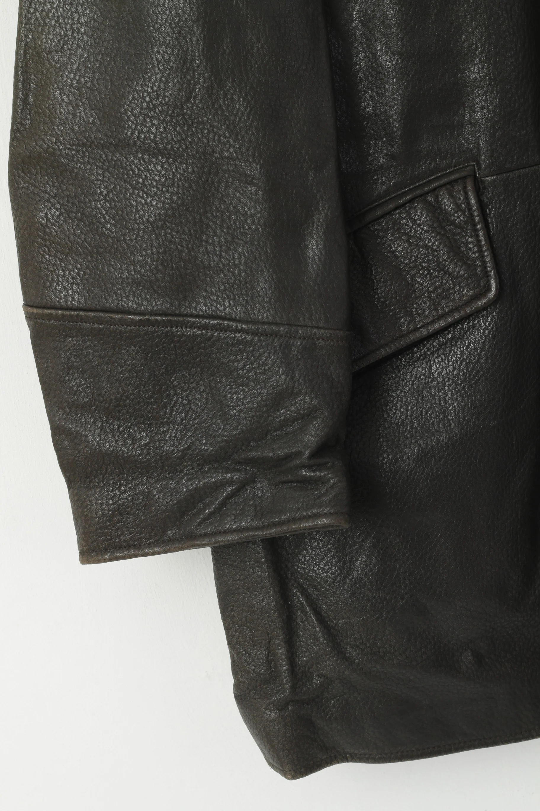 Atwardson Finest Men 50 XXL Jacket Dark Brown Leather Vintage Single Breasted Top - Image 3