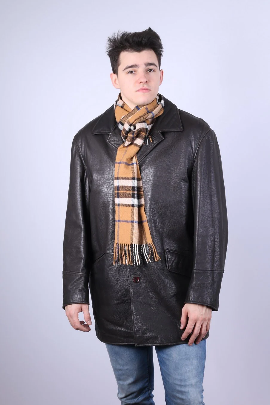 Atwardson Finest Men 50 XXL Jacket Dark Brown Leather Vintage Single Breasted Top - Image 9