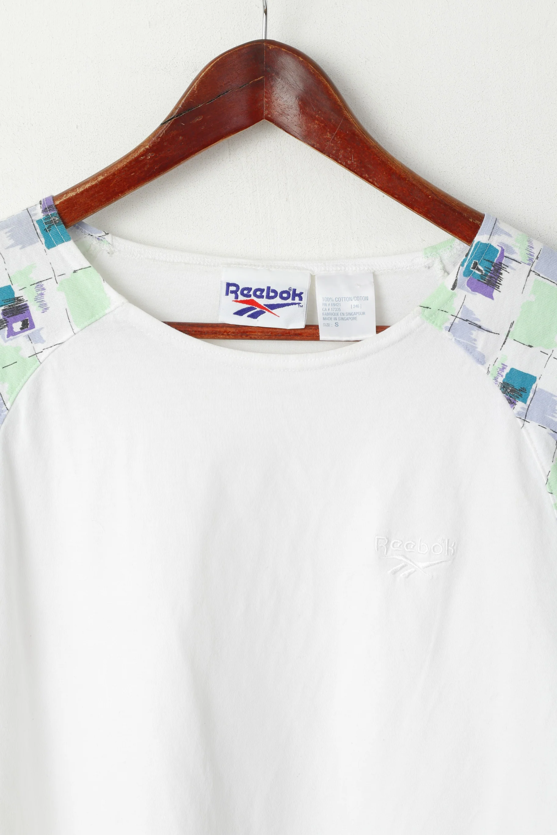 Reebok Women S Shirt White Cotton Vintage Sleeveless Activewear Classic Top - Image 2
