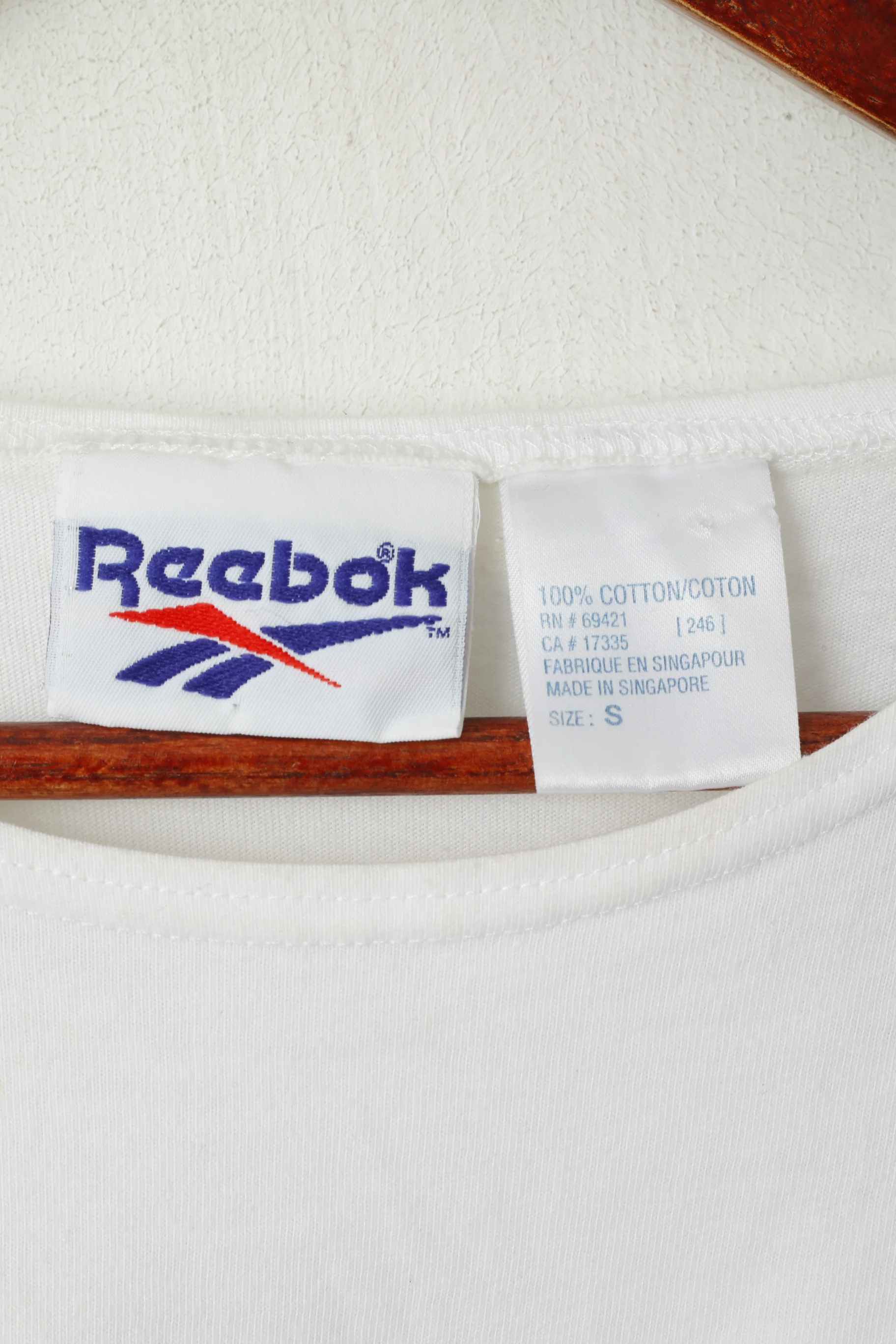Reebok Women S Shirt White Cotton Vintage Sleeveless Activewear Classic Top - Image 3
