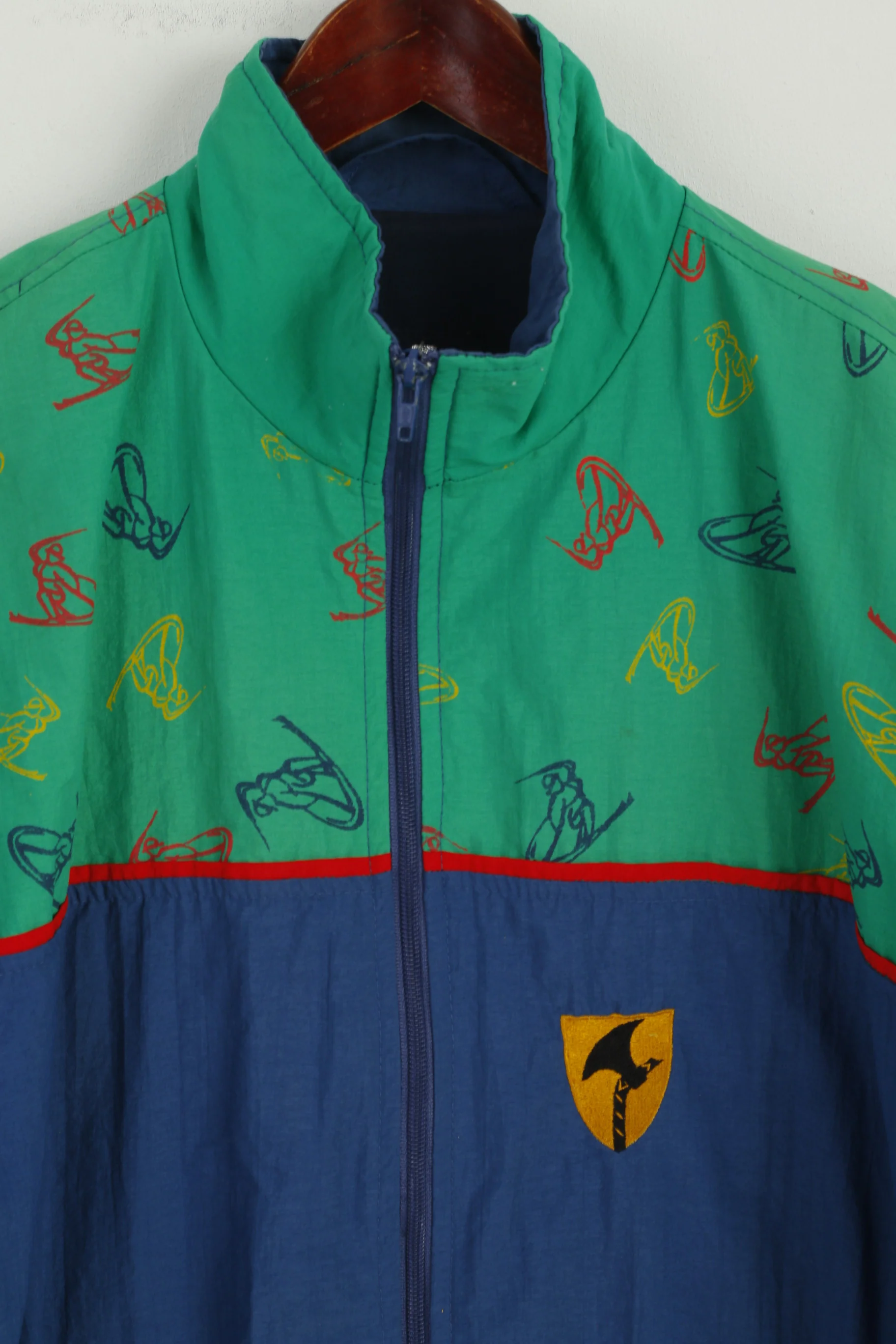 EuroTex Men M Jacket Navy Green Nylon Windcheater Festival Bomber Top - Image 2