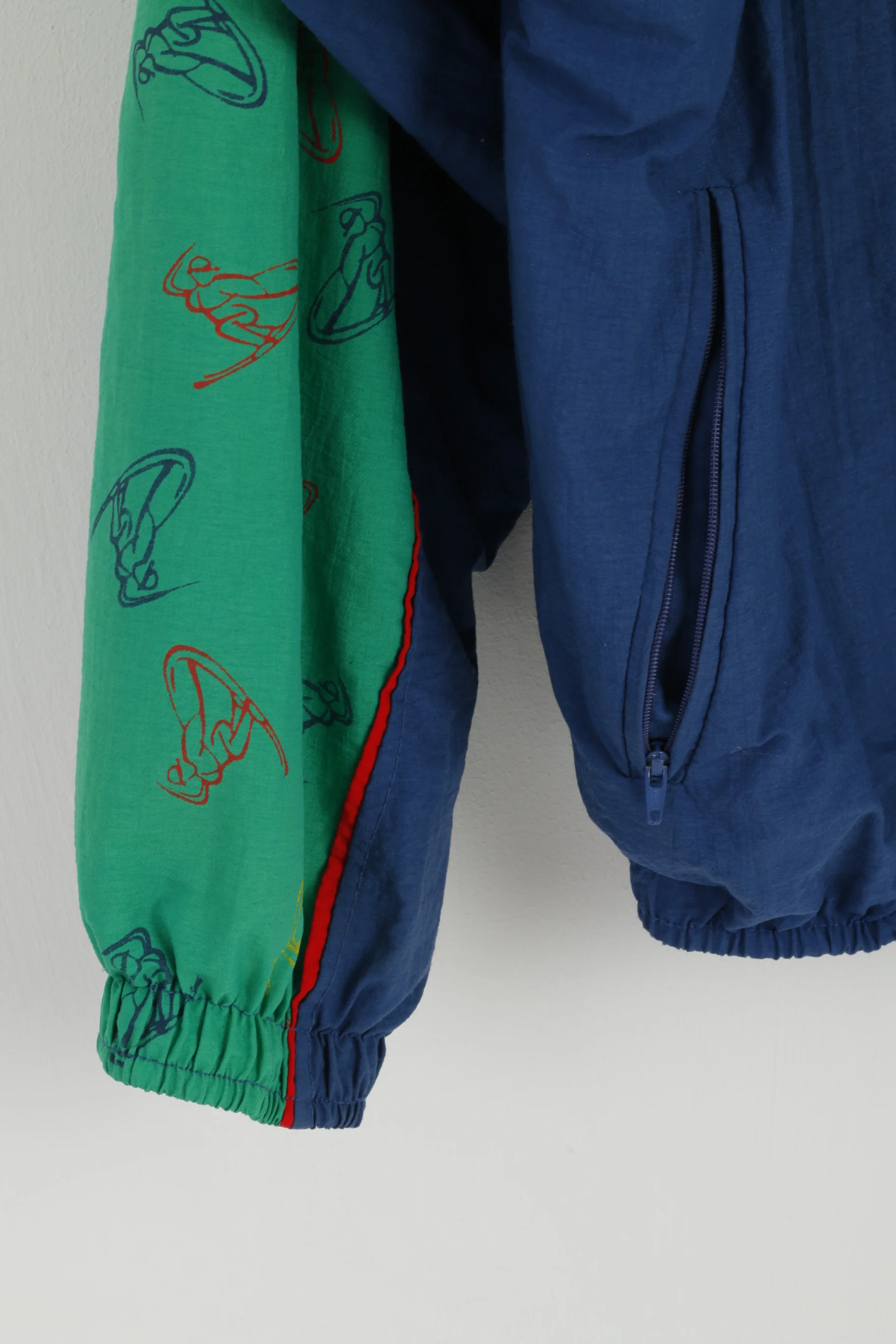 EuroTex Men M Jacket Navy Green Nylon Windcheater Festival Bomber Top - Image 3
