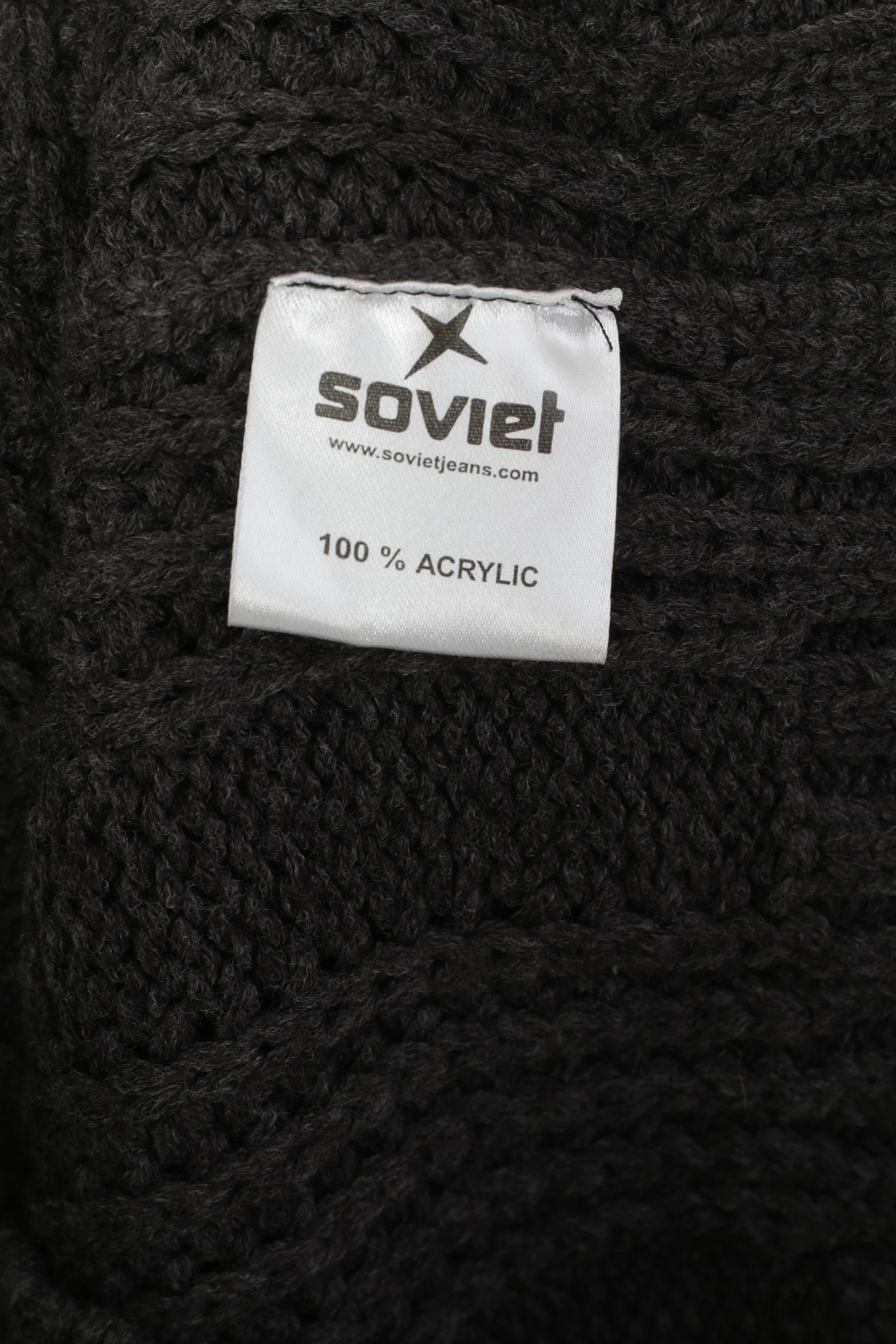 Soviet Black Men M Cardigan Brown Acrylic Cable Knit Classic Army Sweater - Image 6
