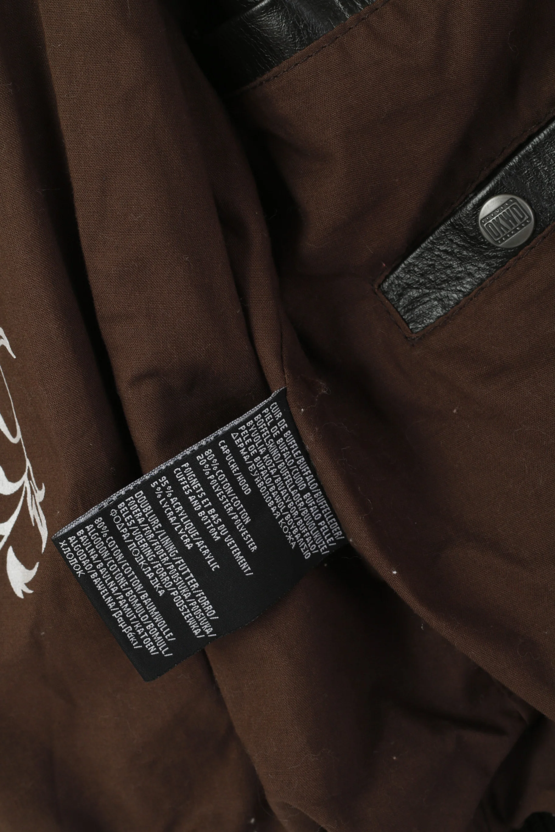 Oakwood Men L Jacket Dark Brown Leather Pilot Slim Full Zip Rock Bomber Biker Top - Image 6