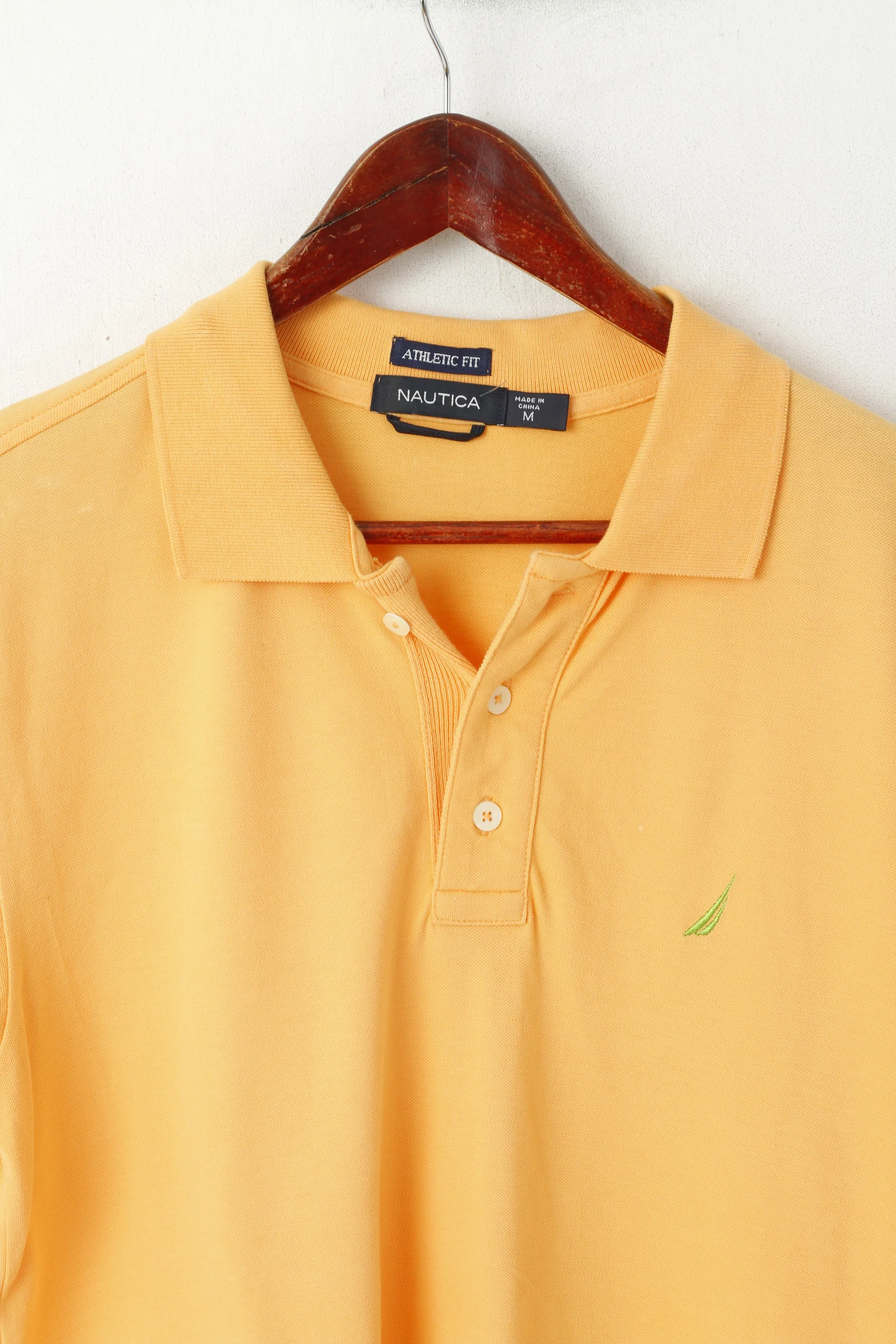 Nautica Men M Polo Shirt Orange Cotton Athletic Fit Short Sleeve Sport Top - Image 2