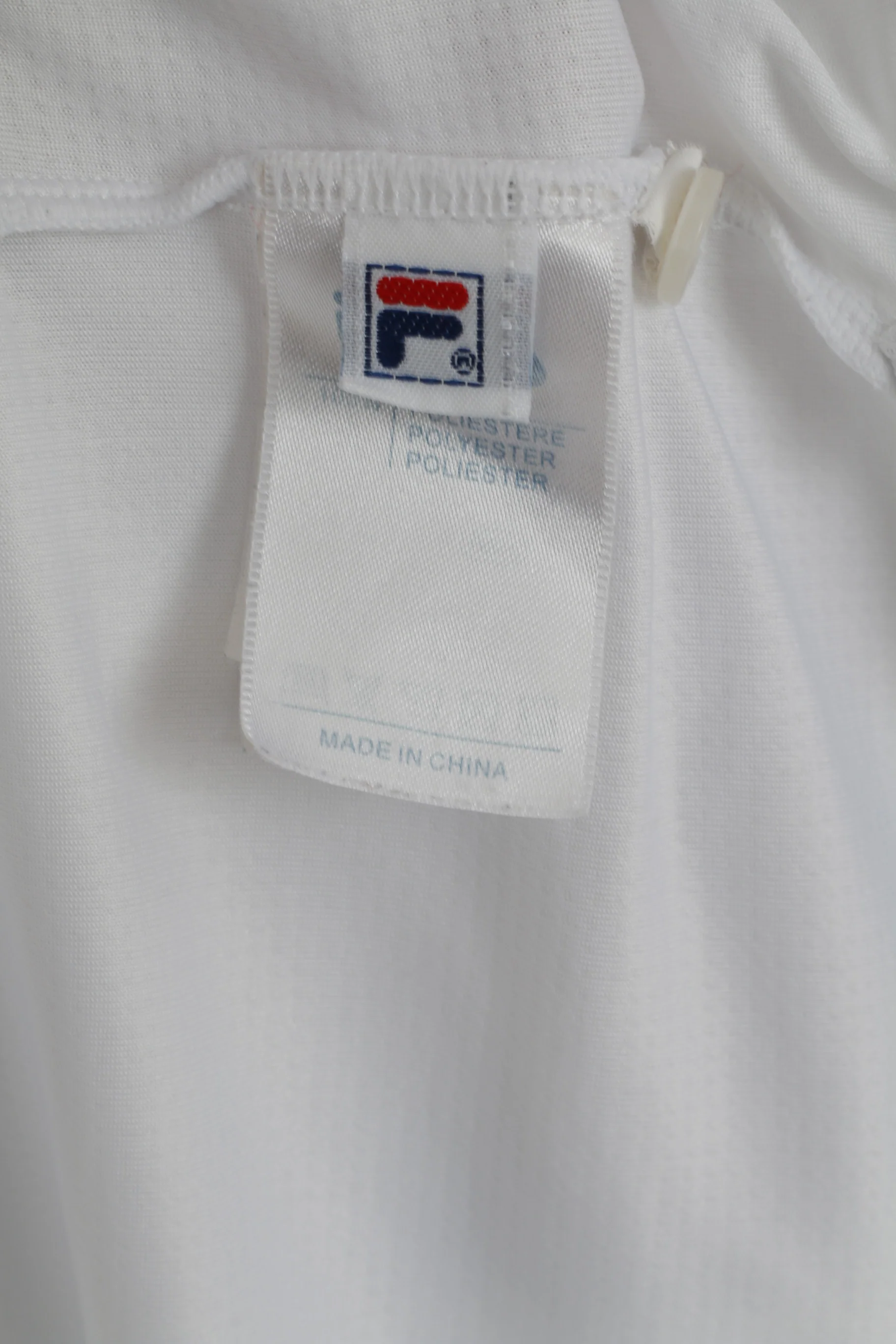 Fila Men L Polo Shirt White Polyester Short Sleeve Detailed Buttons Top - Image 5