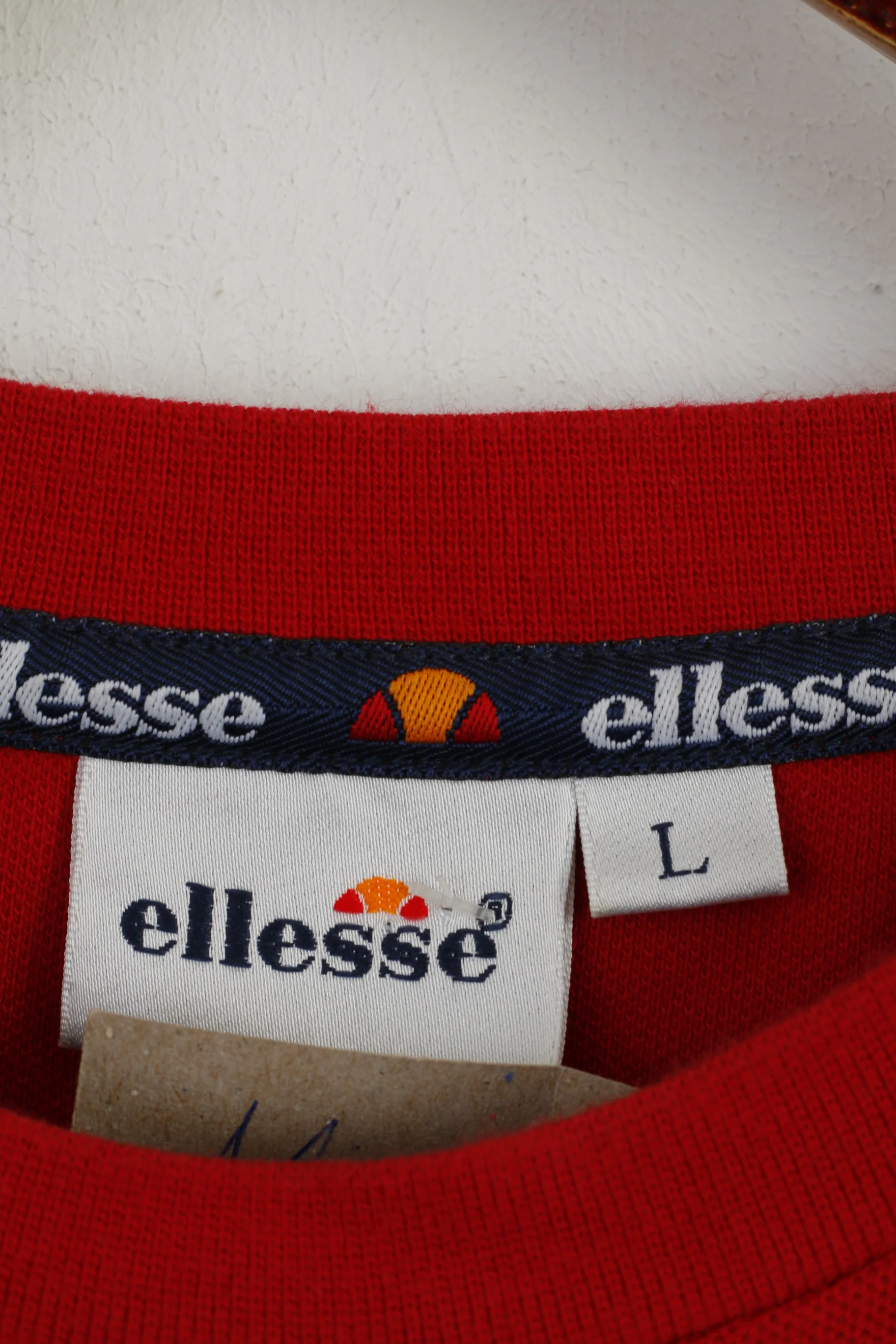 Ellesse Men L T- Shirt Red 100% Cotton Crew Neck Classic Plain Basic Top - Image 4