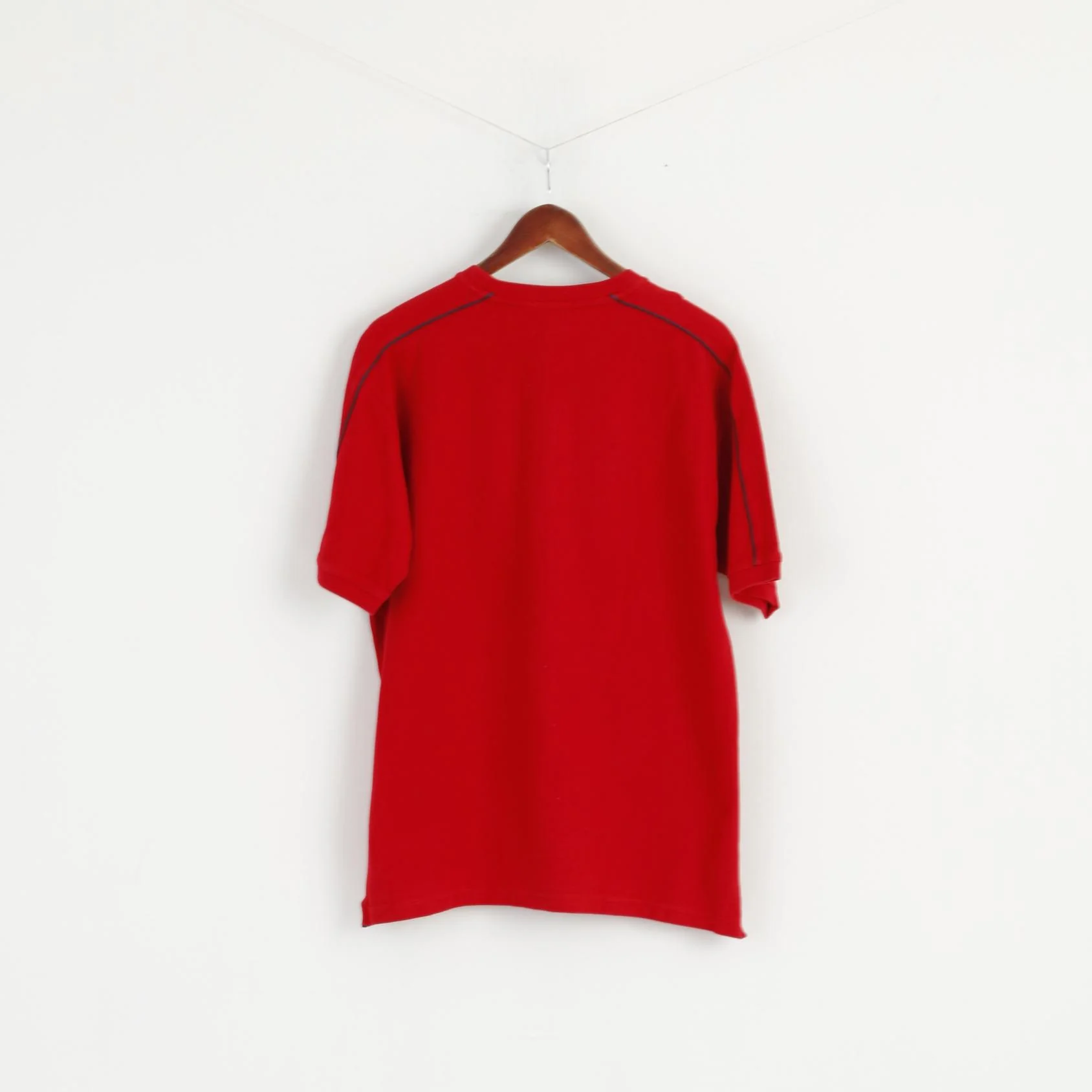 Ellesse Men L T- Shirt Red 100% Cotton Crew Neck Classic Plain Basic Top - Image 6