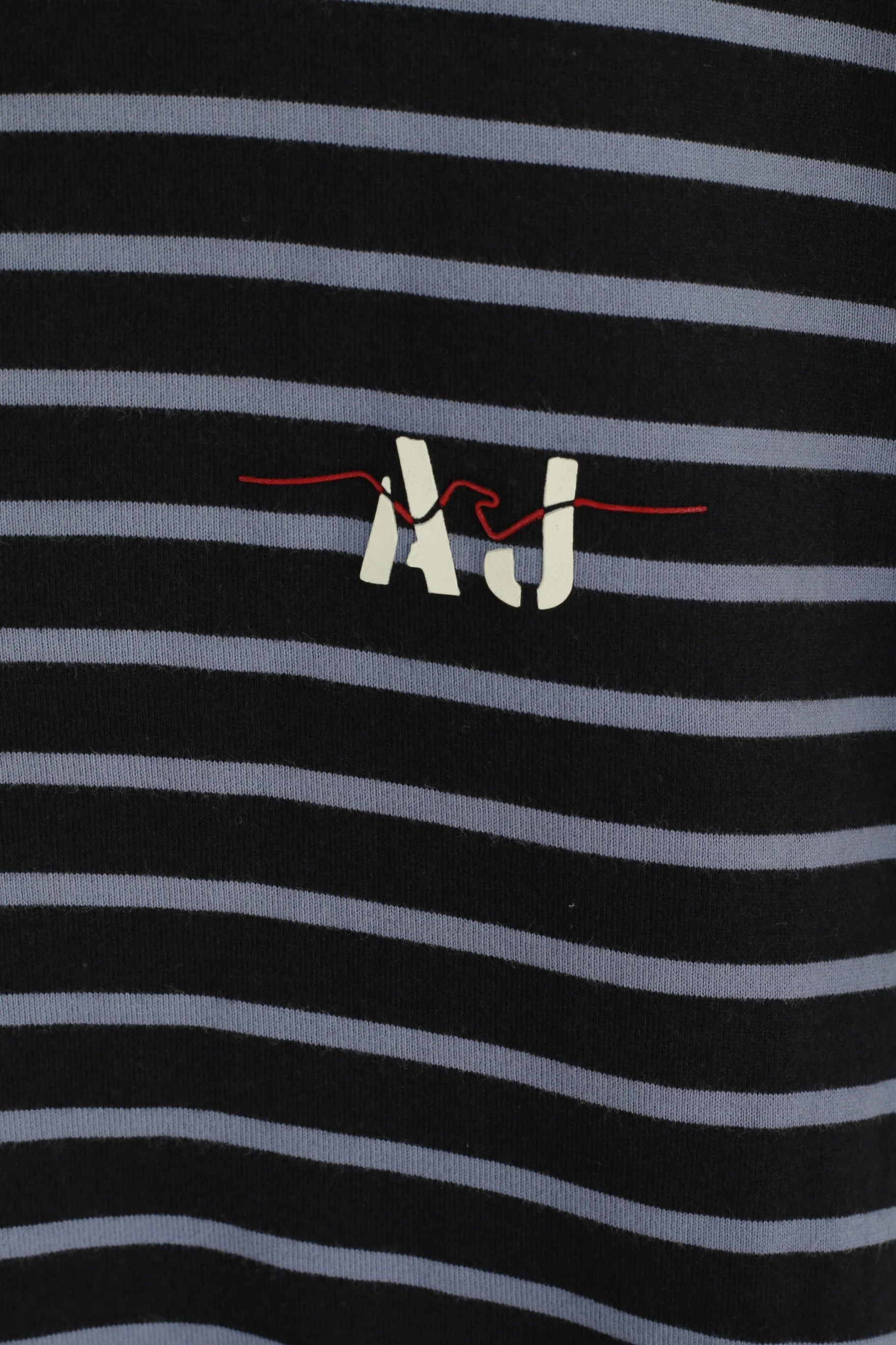 Armani Jeans Men M (S) Shirt Navy Striped Cotton Zip Neck Slim Fit Short Sleeve Top - Image 3
