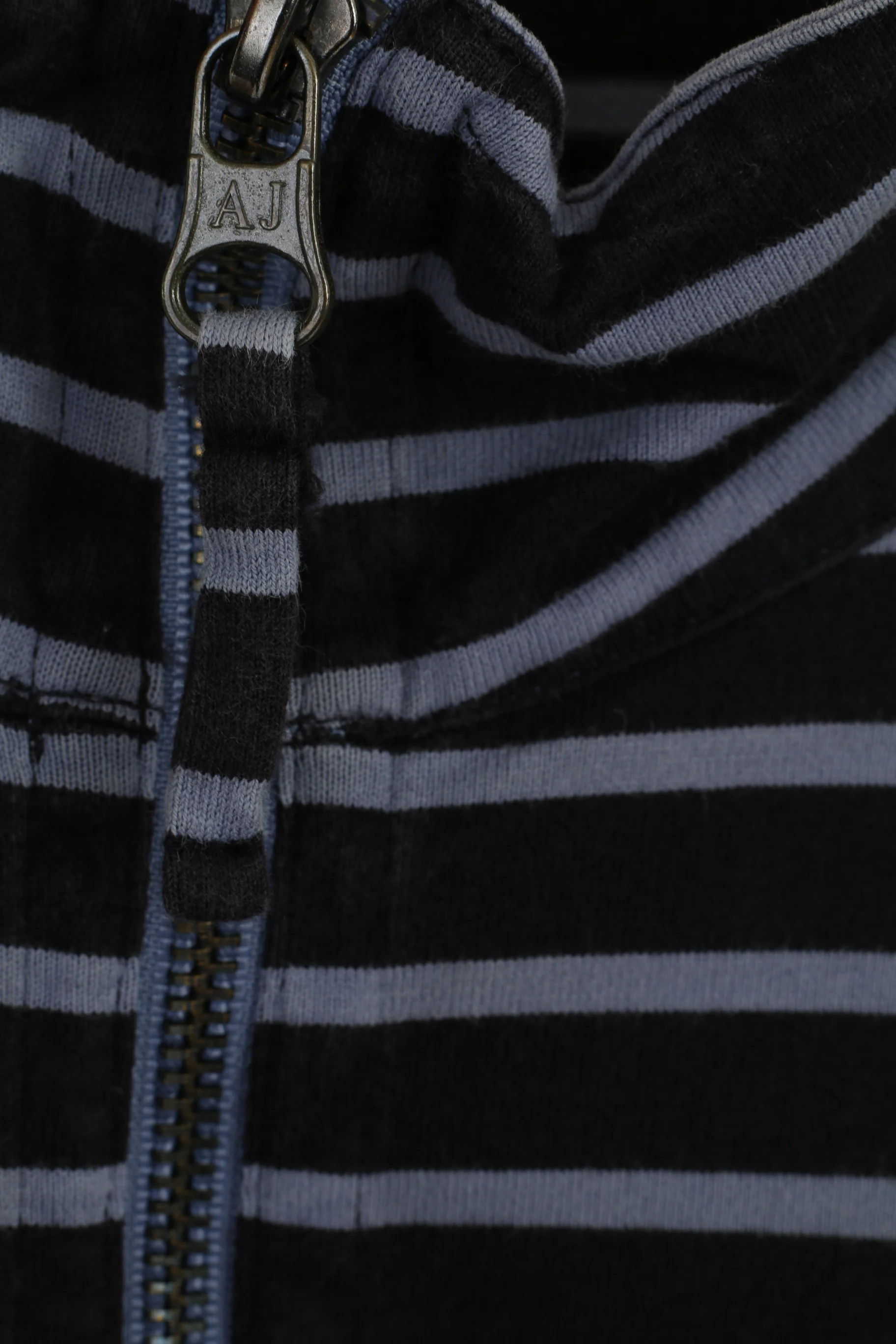 Armani Jeans Men M (S) Shirt Navy Striped Cotton Zip Neck Slim Fit Short Sleeve Top - Image 4