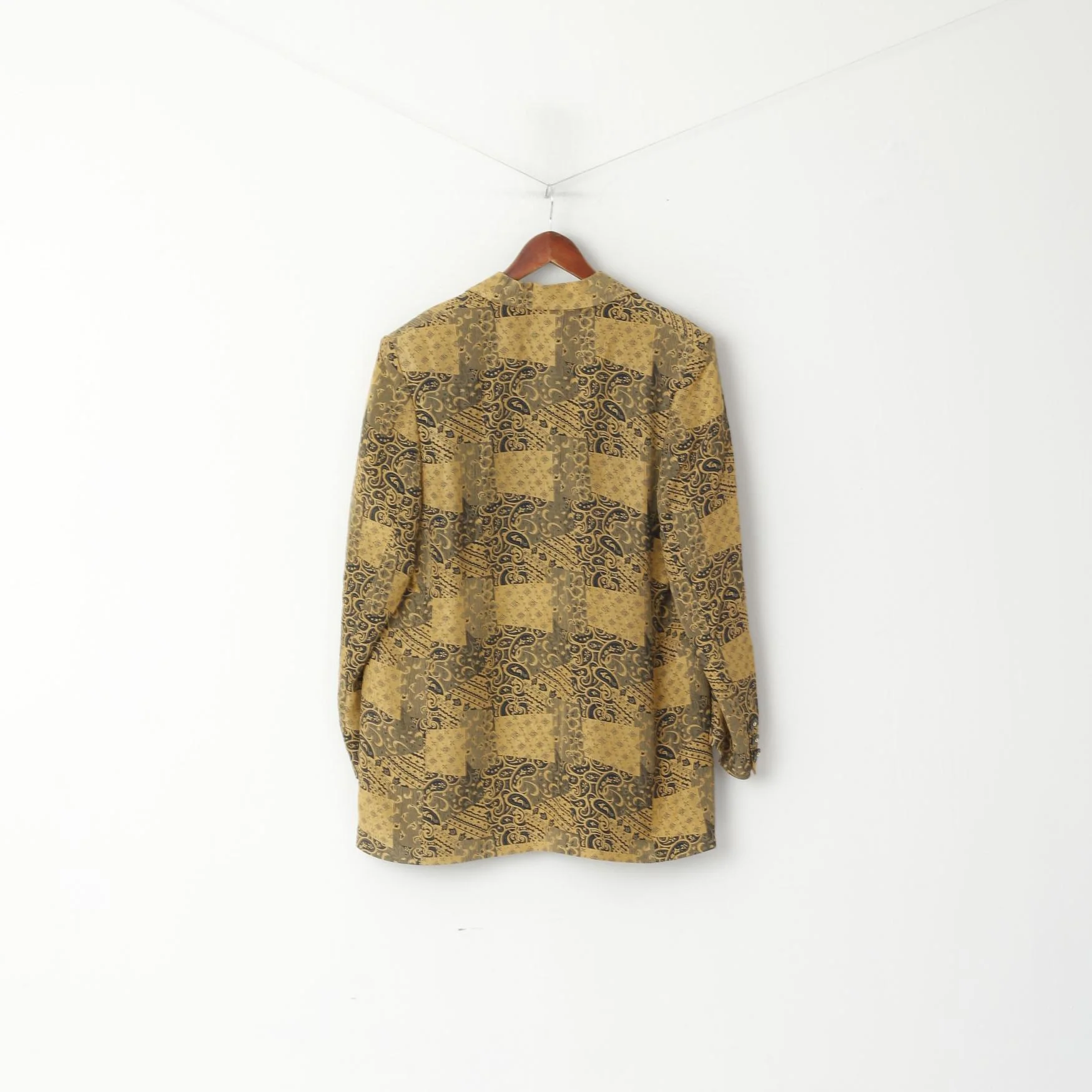 Creation Charmante Women 46 XL Blazer Gold Viscose Printed Barocco Single Breasted Top - Image 6