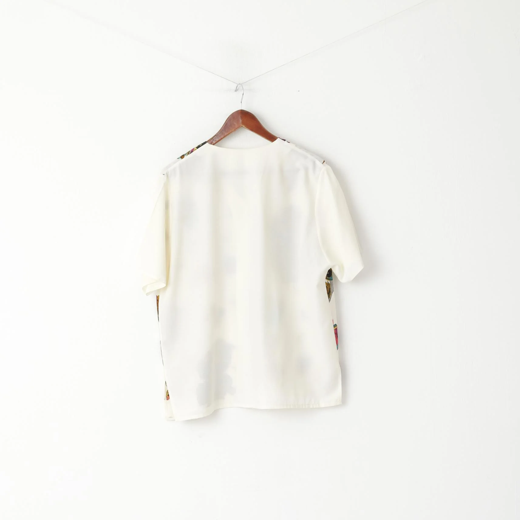 Gold Dust Women 14 L Shirt Beige Abstract Buttoned Short Sleeve Elegant Top - Image 5