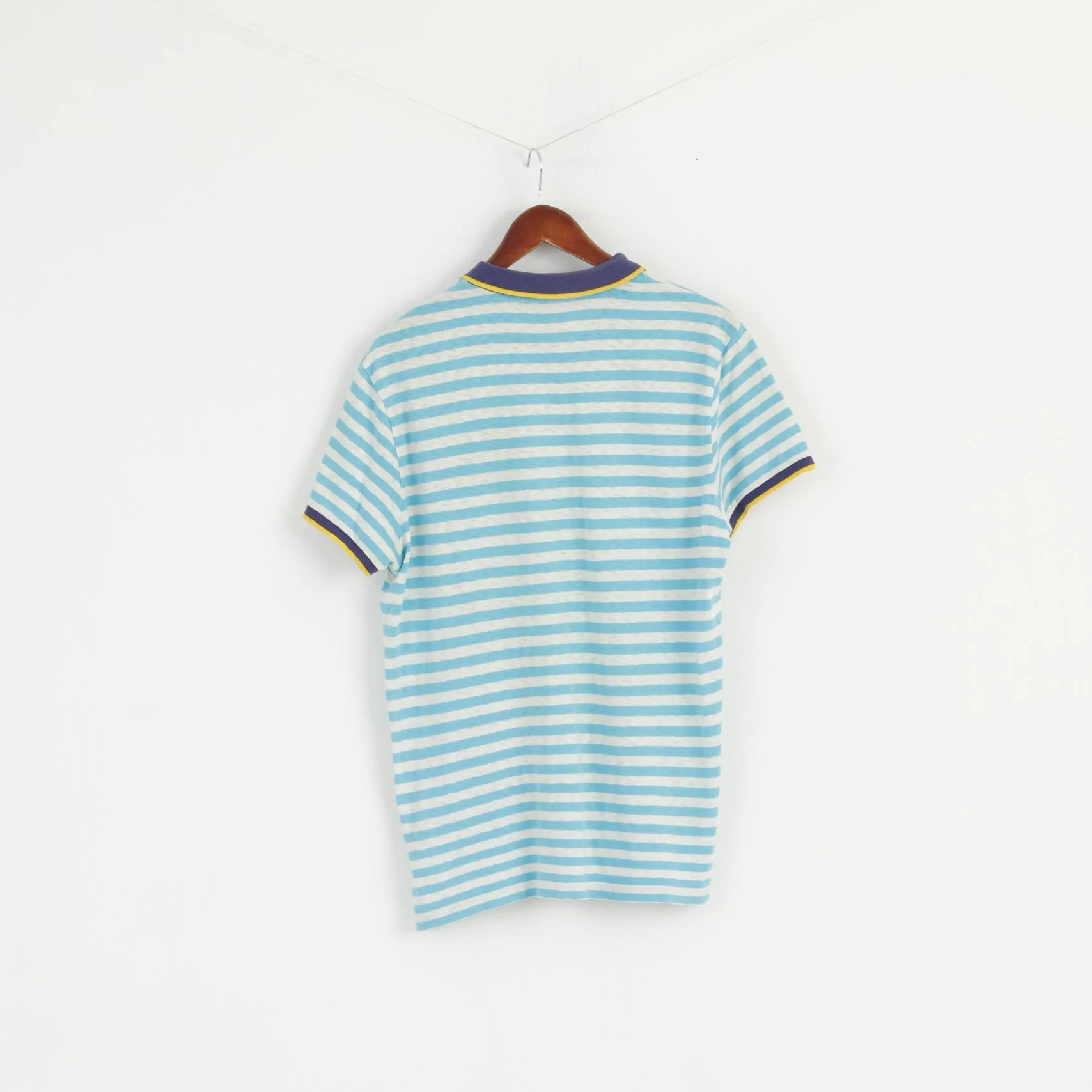 Polo Jeans Ralph Lauren Men M Polo Shirt Turquoise Striped Cotton Top - Image 6