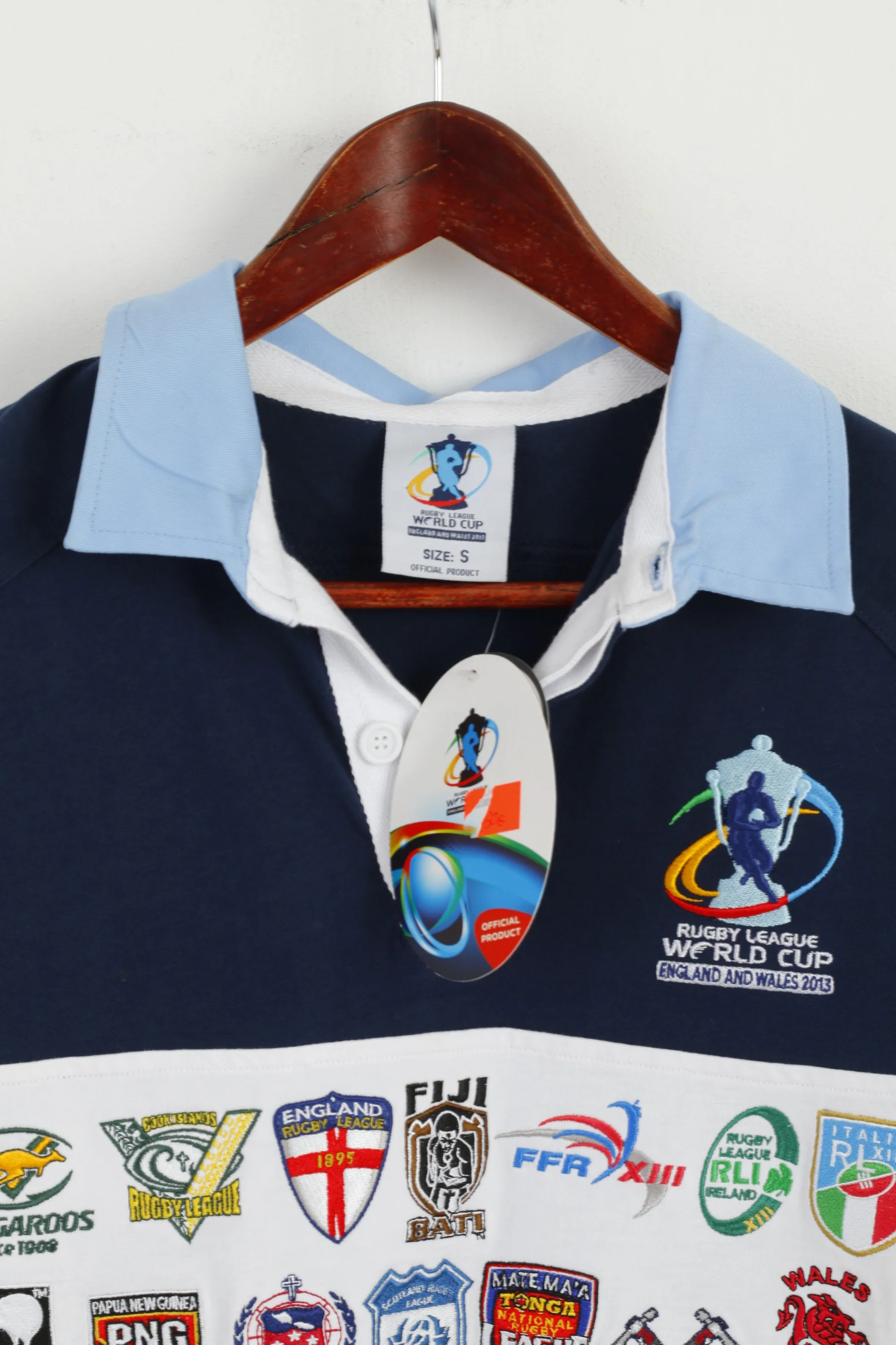 New Rugby World Cup ISC Men S Polo Shirt Blue England And Wales 2013 Top - Image 2