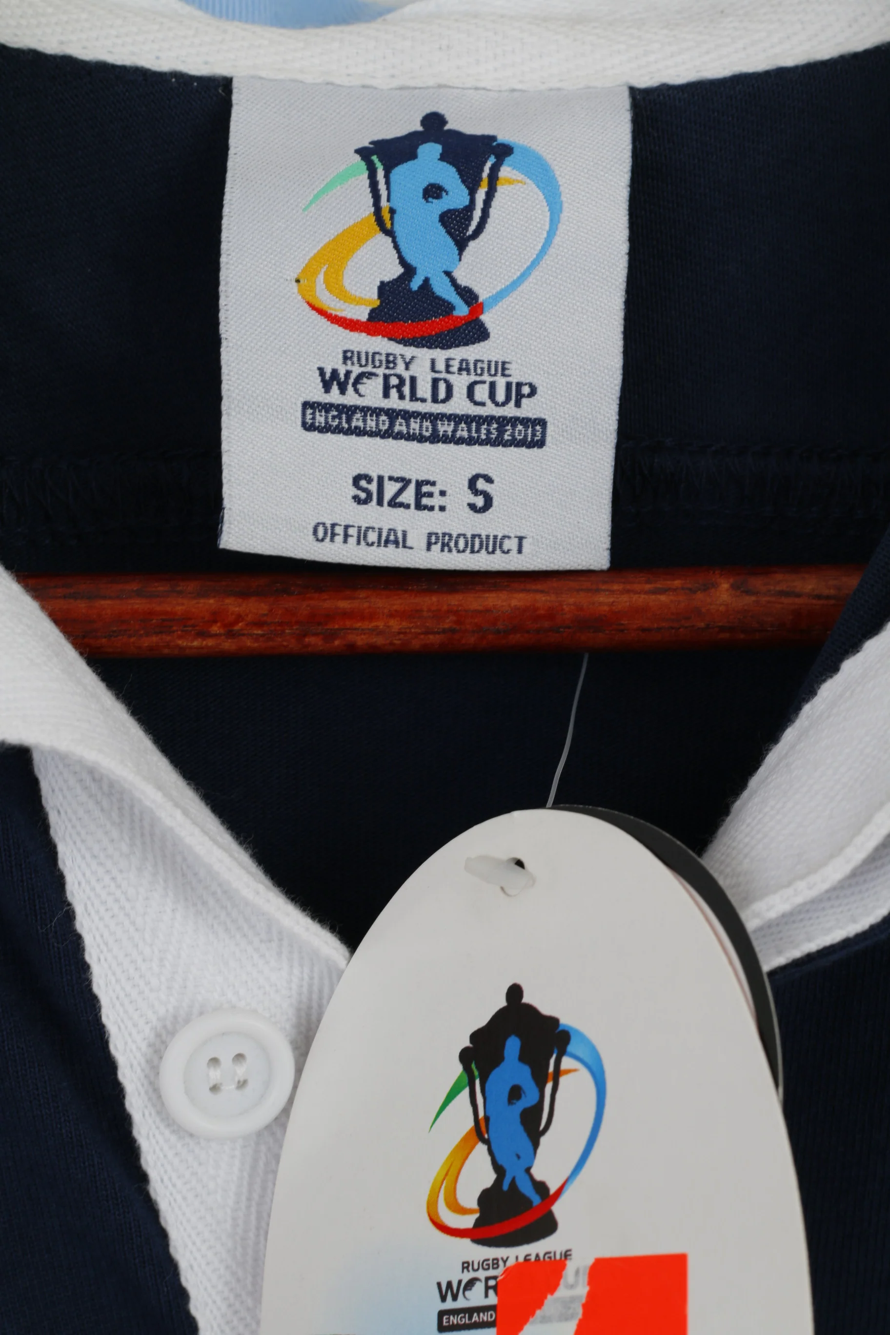 New Rugby World Cup ISC Men S Polo Shirt Blue England And Wales 2013 Top - Image 3