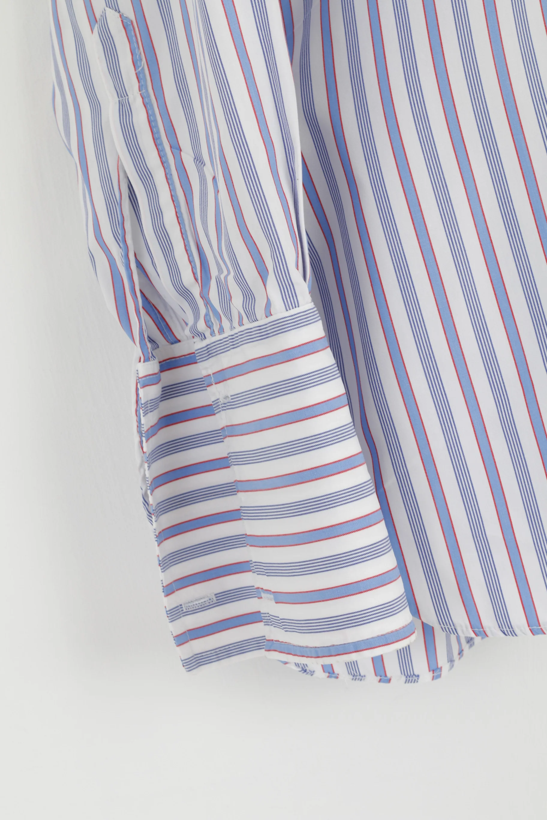 Cunningham Shirtmakers Men 15.5 39 M Casual Shirt White Blue Striped Cotton Top - Image 3