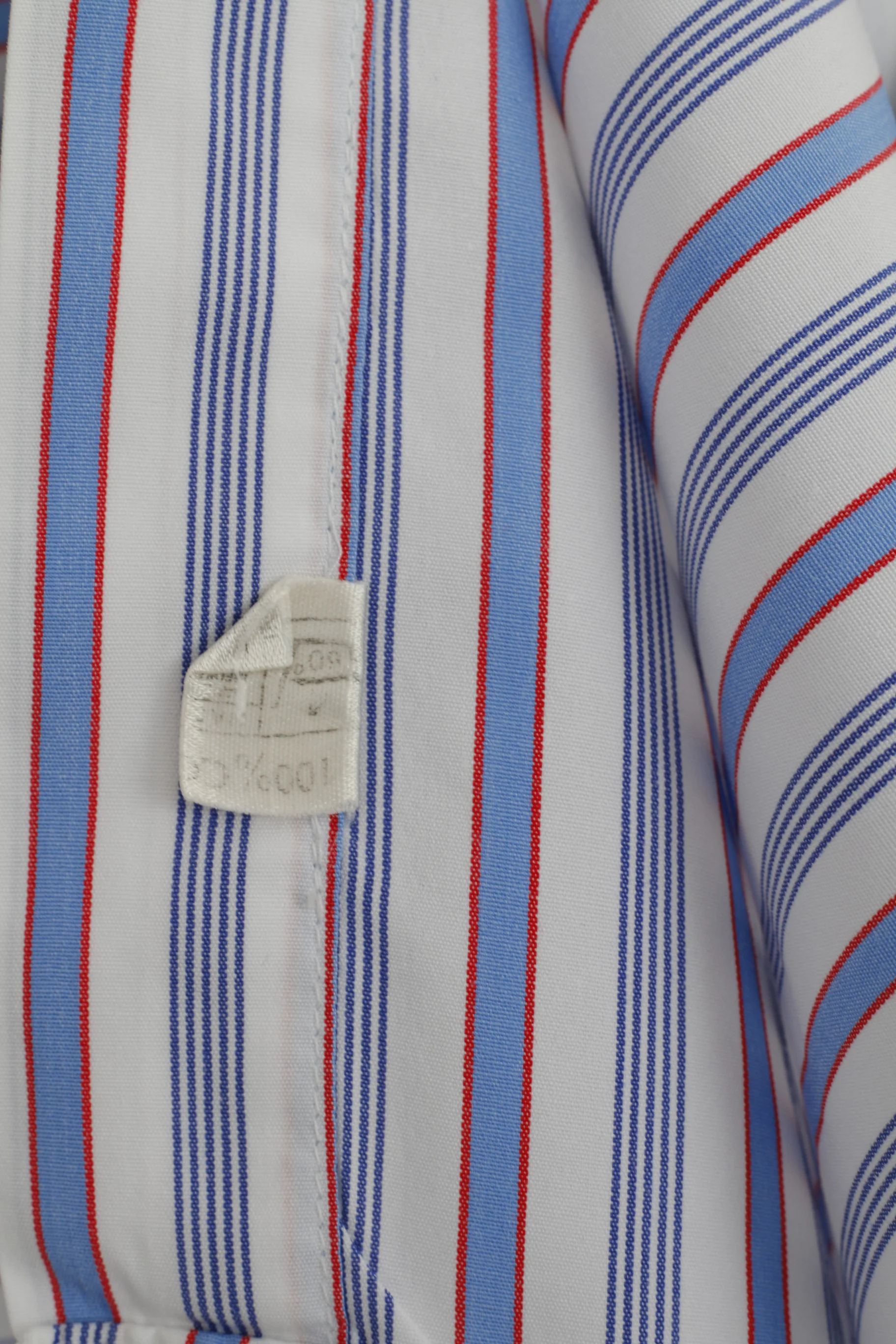 Cunningham Shirtmakers Men 15.5 39 M Casual Shirt White Blue Striped Cotton Top - Image 5