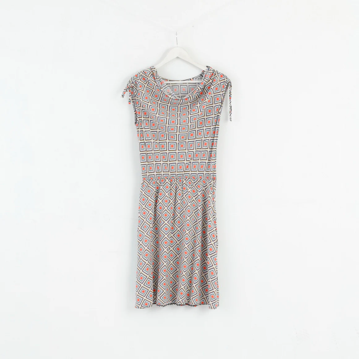 Tu Womens 12 Midi Dress Blue Geometry 100% Viscose Soft Summer