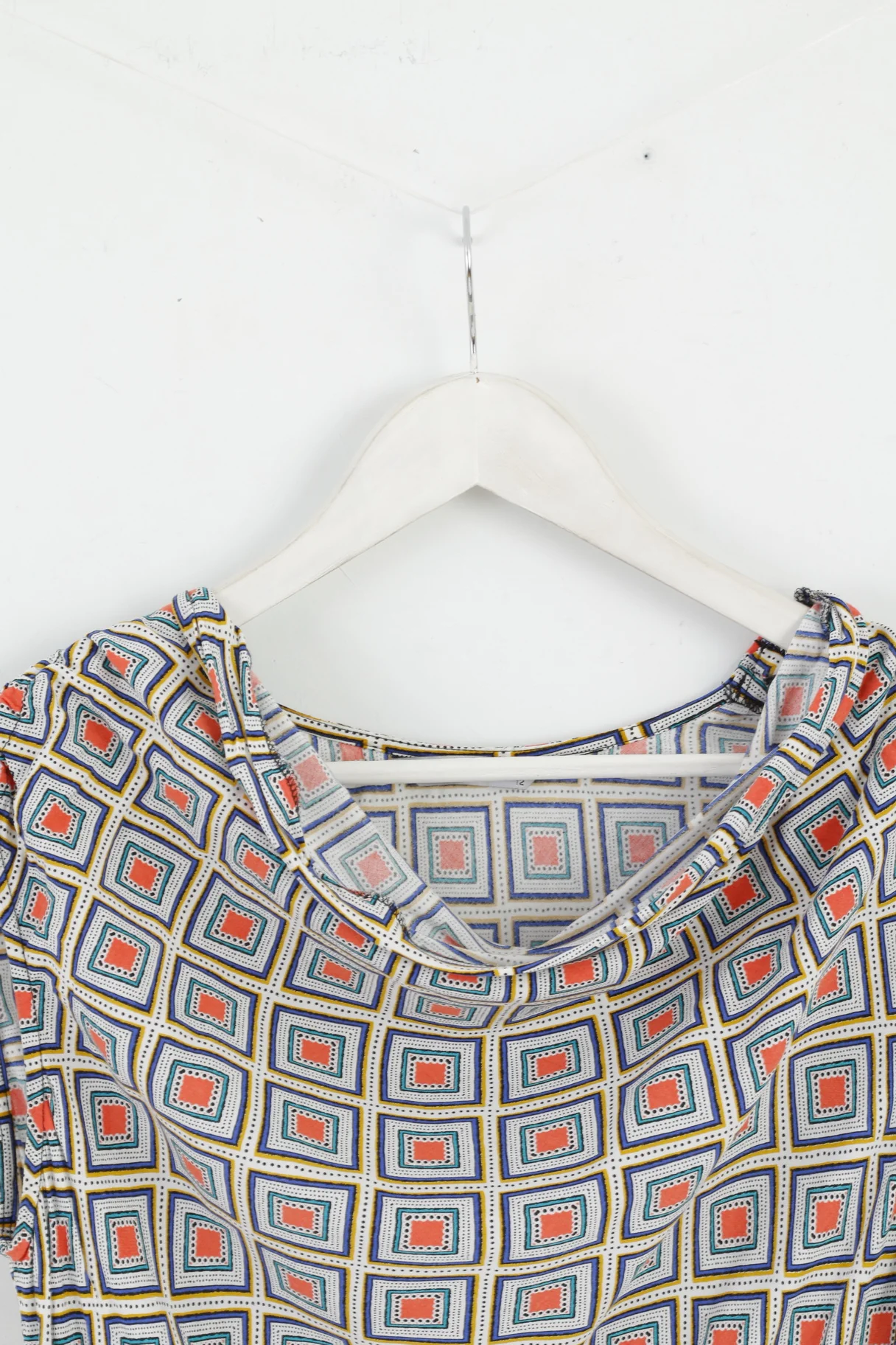 Tu Womens 12 Midi Dress Blue Geometry 100% Viscose Soft Summer - Image 2