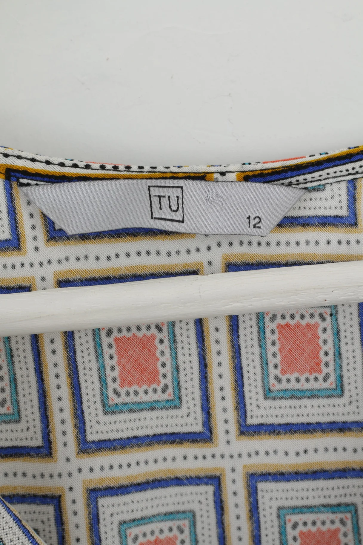 Tu Womens 12 Midi Dress Blue Geometry 100% Viscose Soft Summer - Image 4