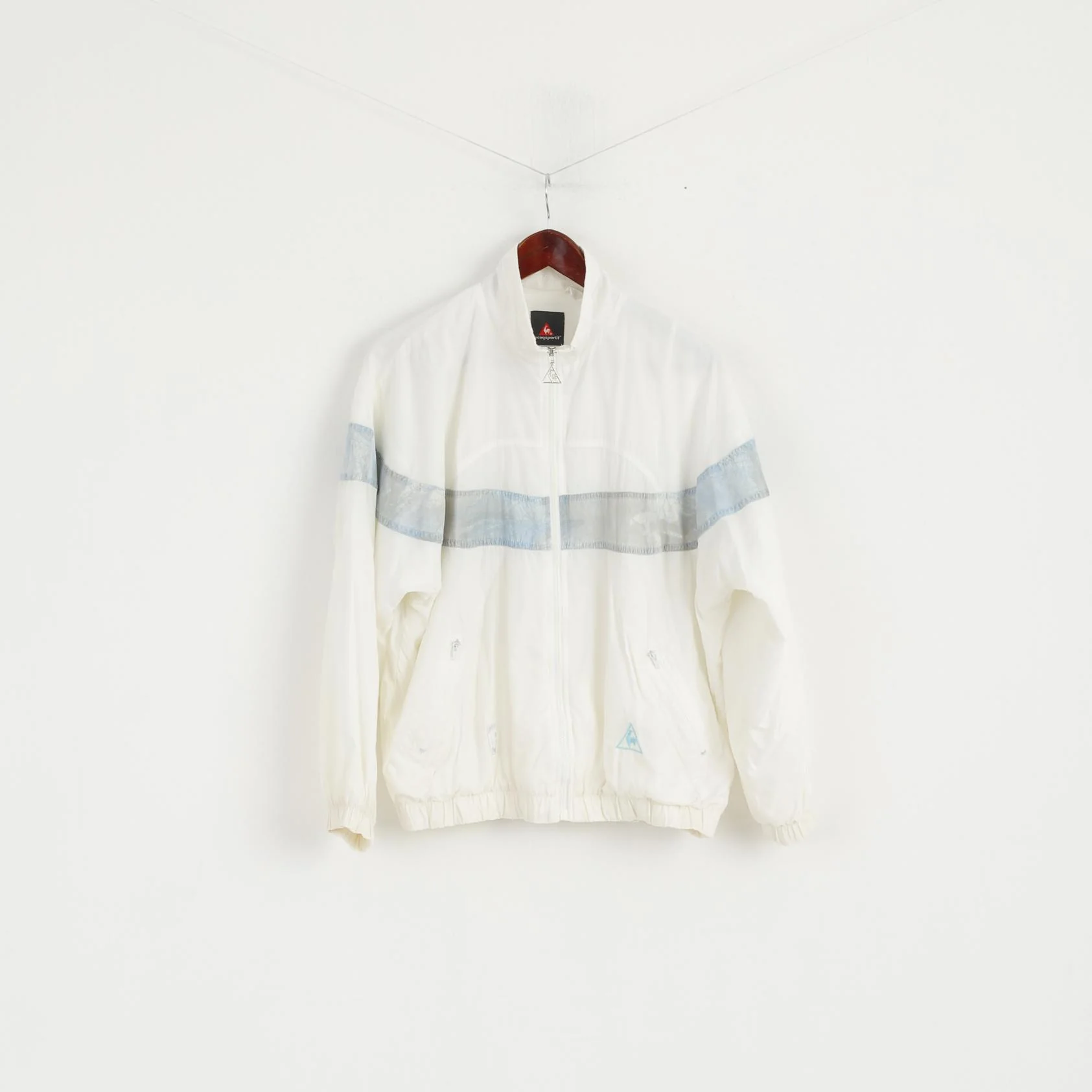 Le Coq Sportif Women 10 38 S Track Jacket Cream Vintage  Nylon Zip Up Festival Top