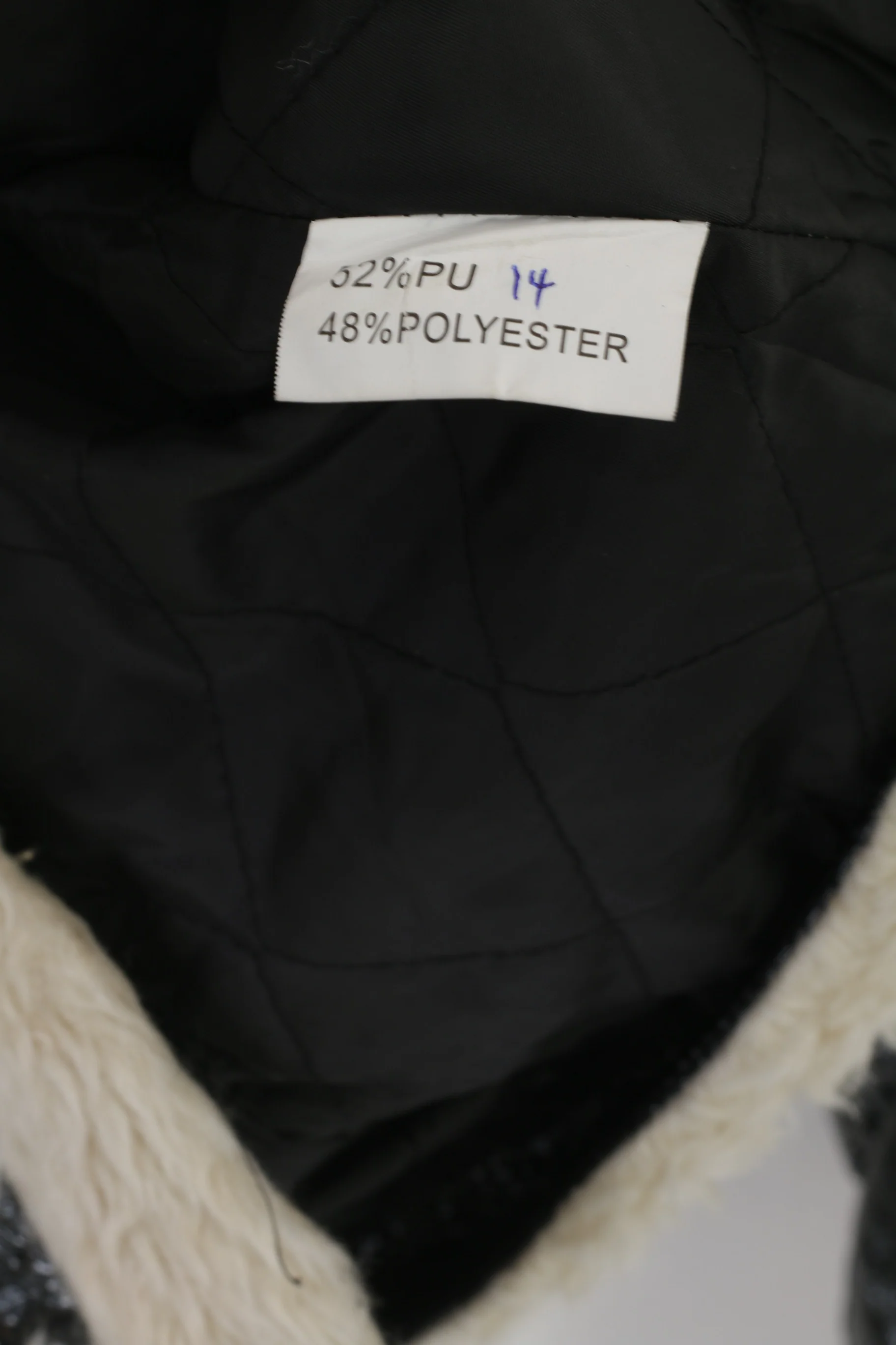 Escandelle Women XL (L)  Jacket Black Shiny Crinkle Faux Fur Colllar Biker Top - Image 5