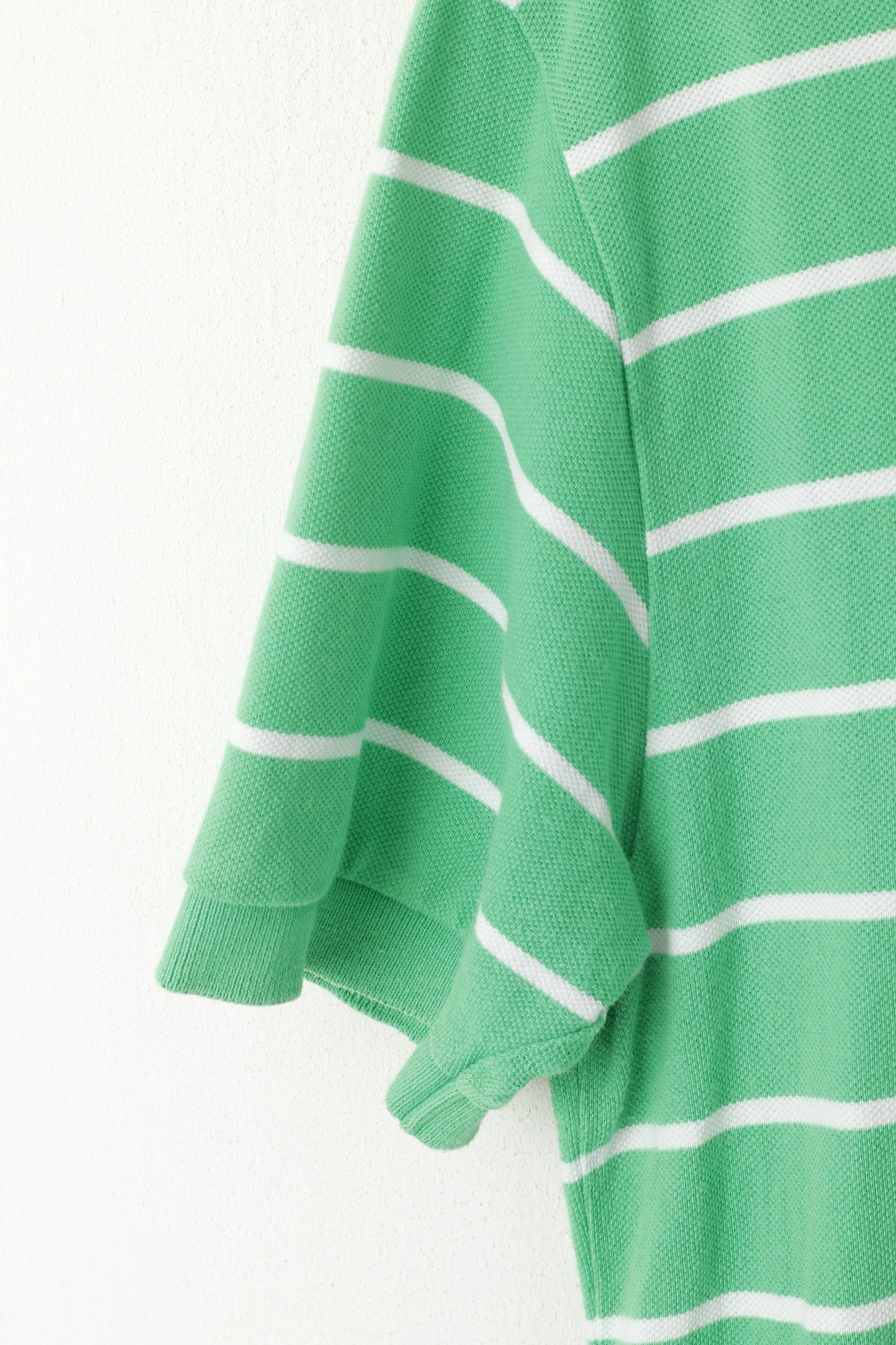 Polo By Ralph Lauren Men M Polo Shirt Green Striped Cotton Logo Classic Top - Image 3