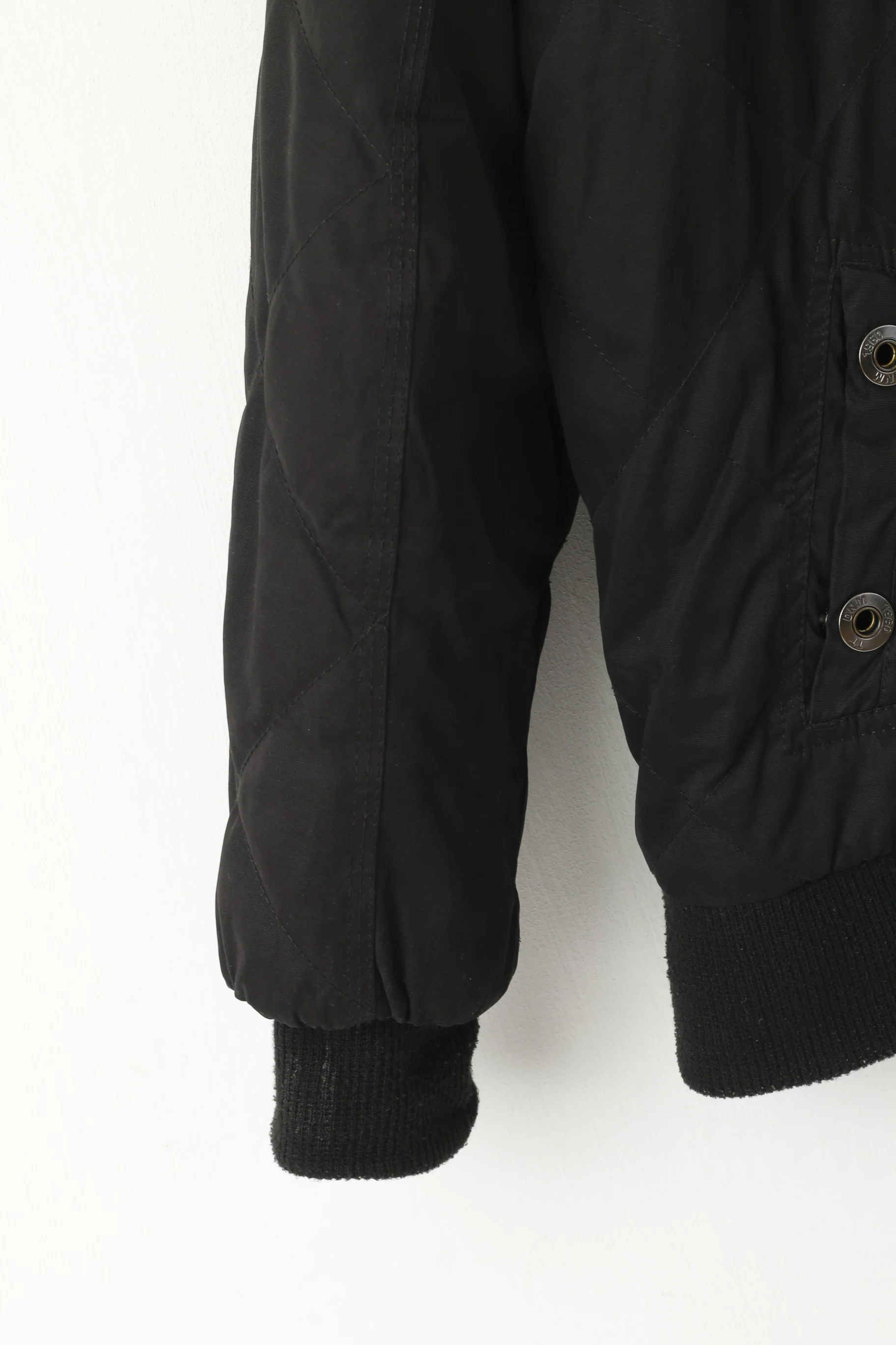 Tom Tompson Men L Jacket Black Bomber Padded Full Zipper Pocket Hooded Top - Image 3