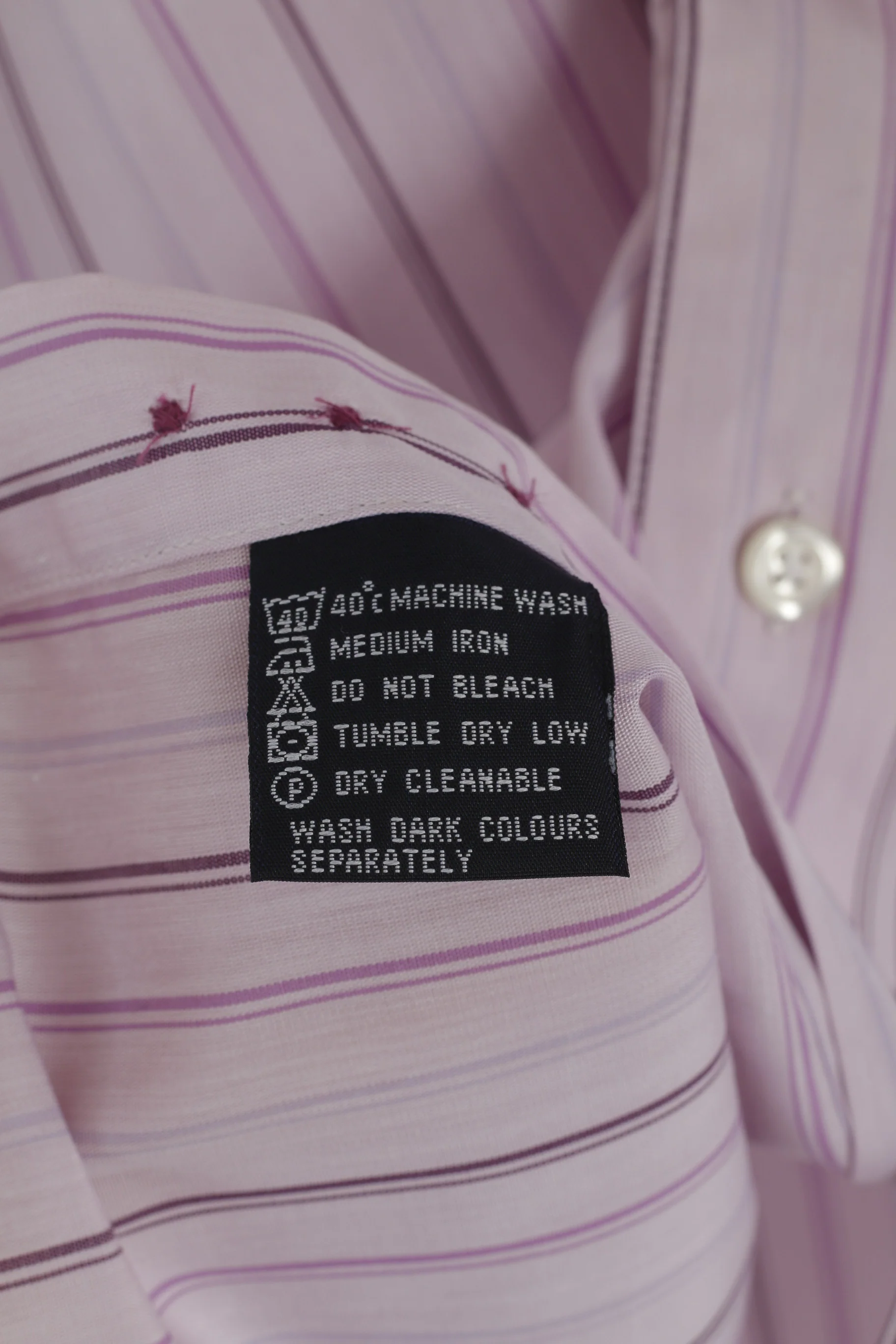 Austin Reed Men 16.5 42 XL Casual Shirt Pink Striped Long Sleeve Cotton Top - Image 5